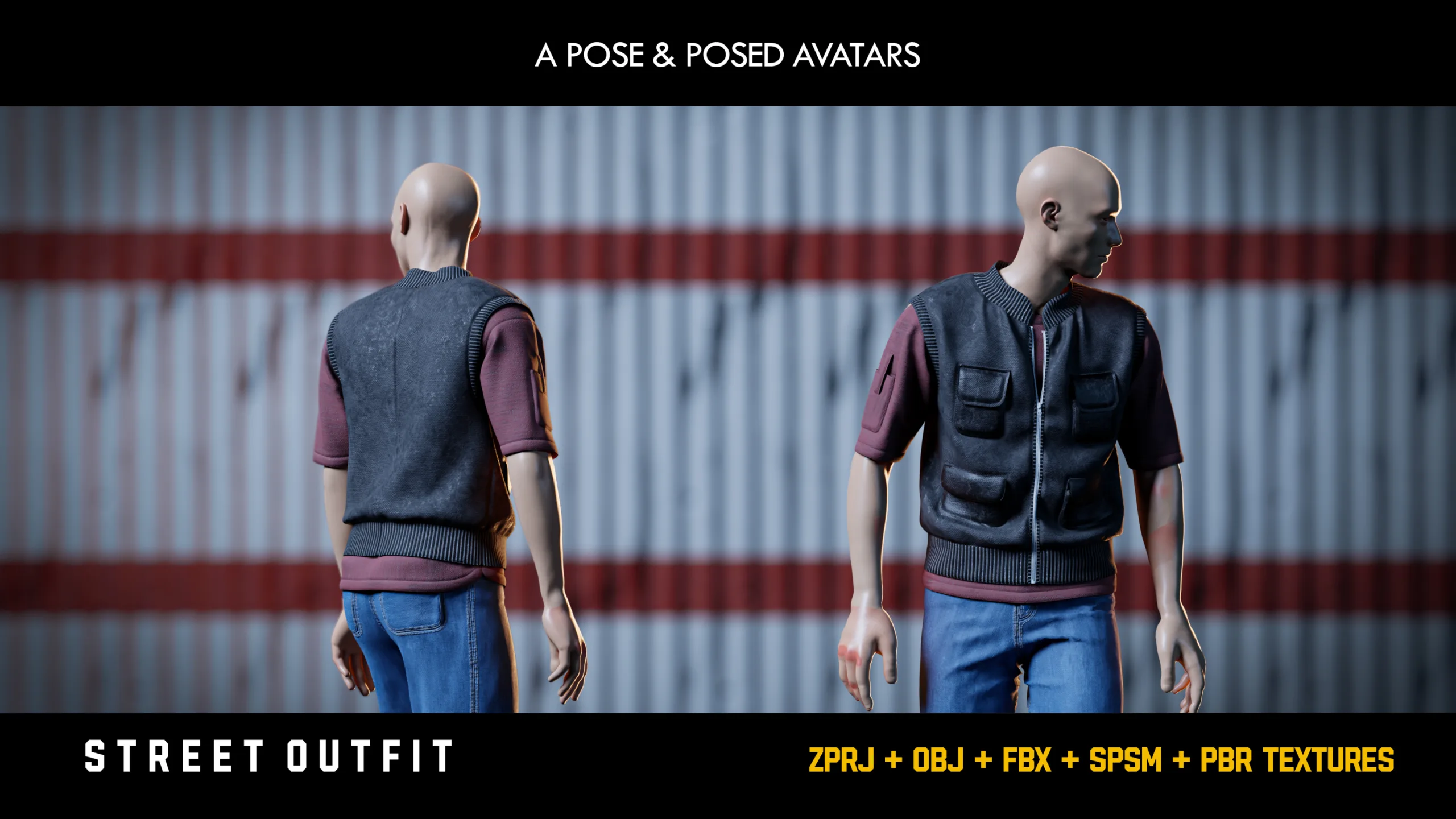 " Street outfit " (Num01) / ZPRJ - OBJ - FBX + 2 Free Smart Materials