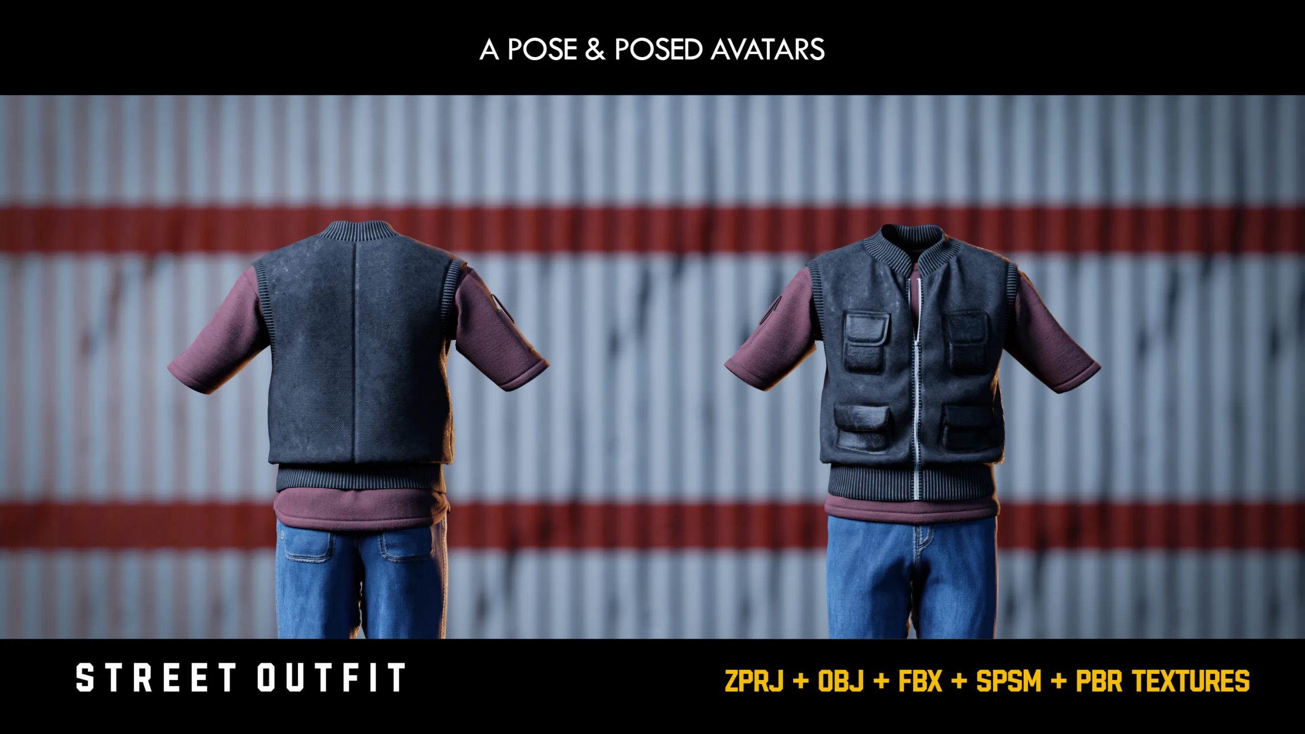 " Street outfit " (Num01) / ZPRJ - OBJ - FBX + 2 Free Smart Materials