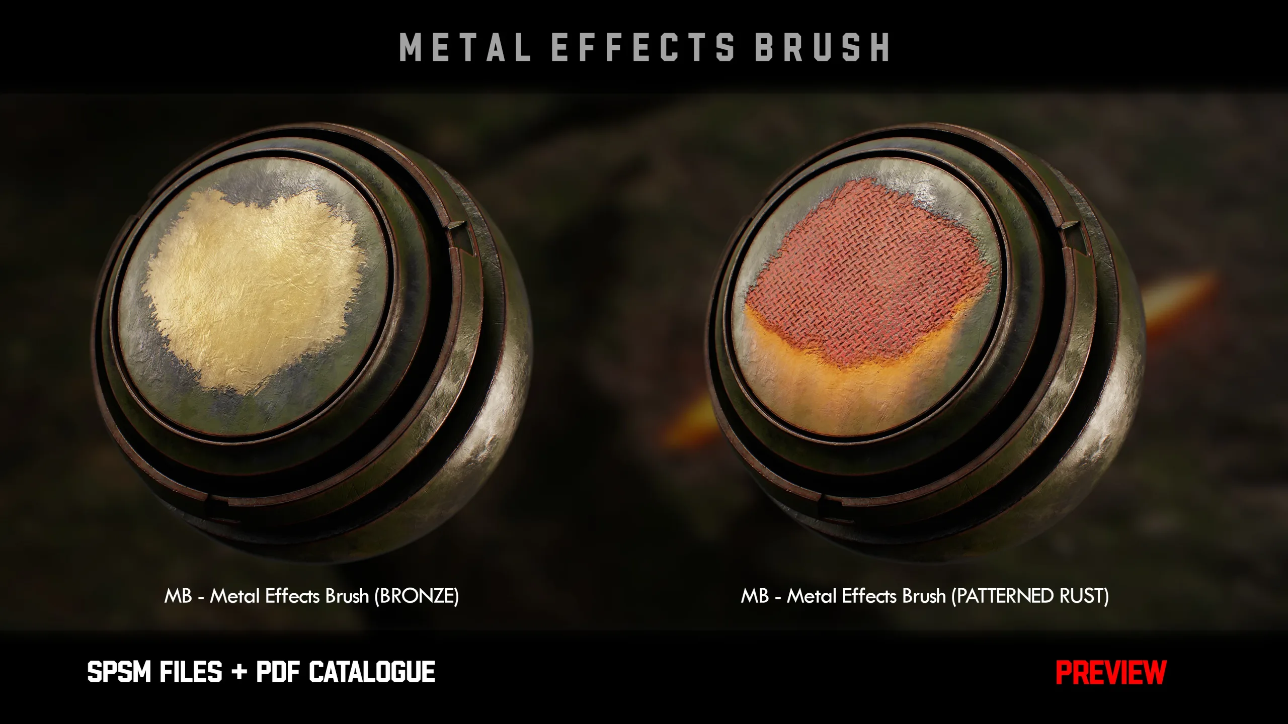 " 10 Metal Effects Brush For Substance Painter " (Vol.1)