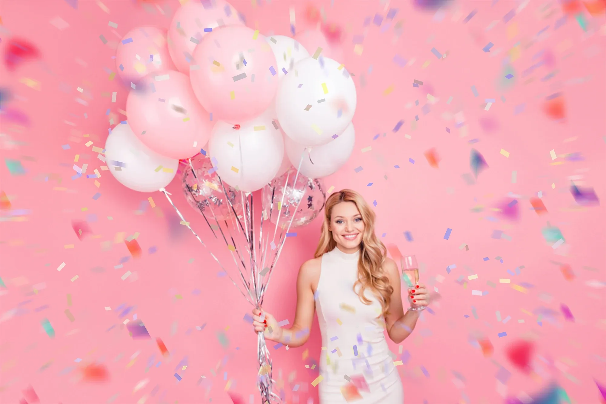 100 Confetti Photo Overlays, Realistic Falling, Birthday, Magic Party Celebration