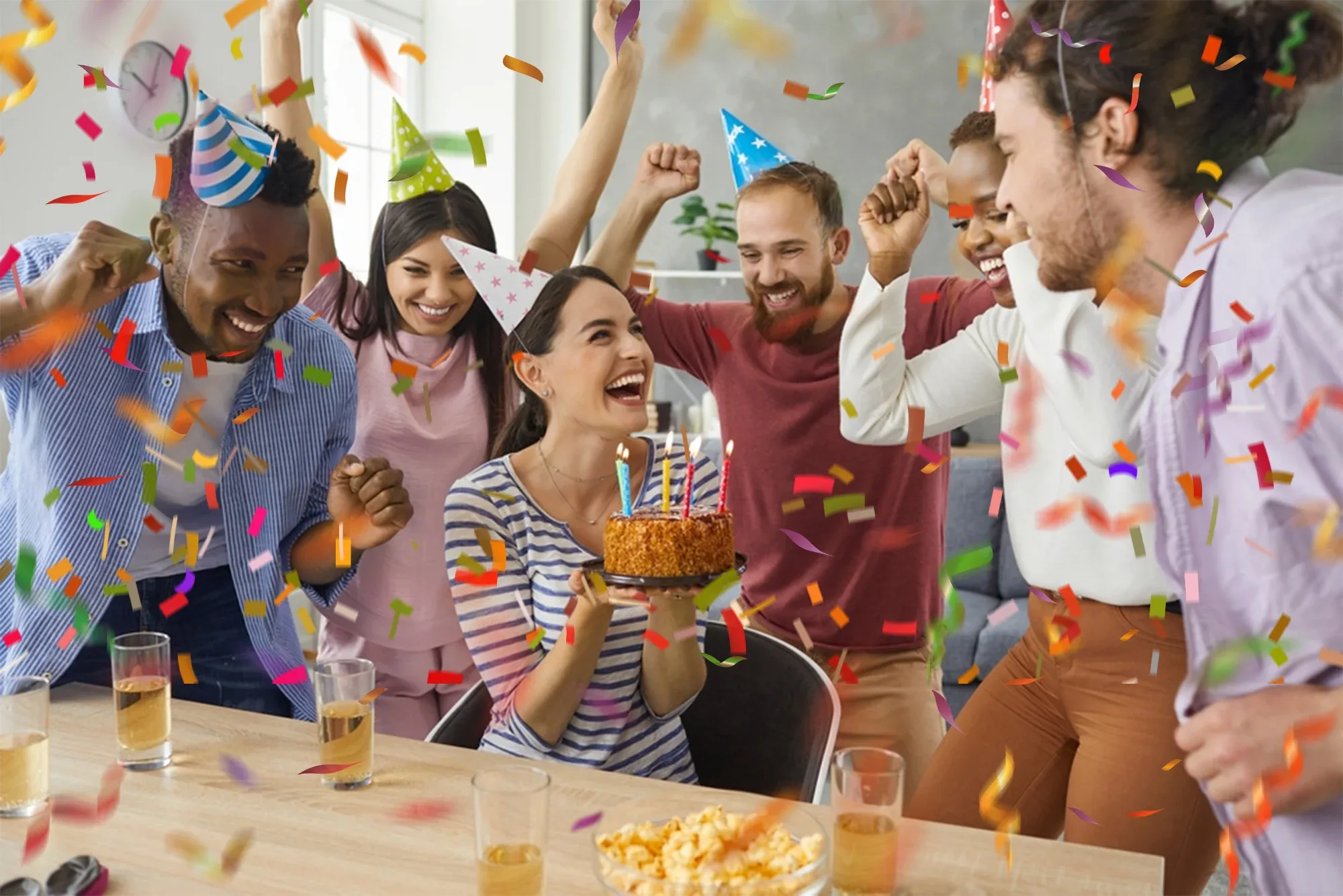 100 Confetti Photo Overlays, Realistic Falling, Birthday, Magic Party Celebration