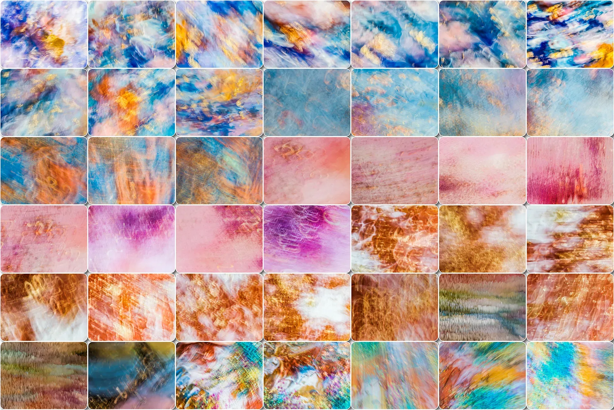 80 Blurred Backgrounds, Motions lights, painted textures, Light haze overlays Digital colorful papers, Abstract art painting, Paint oil flow