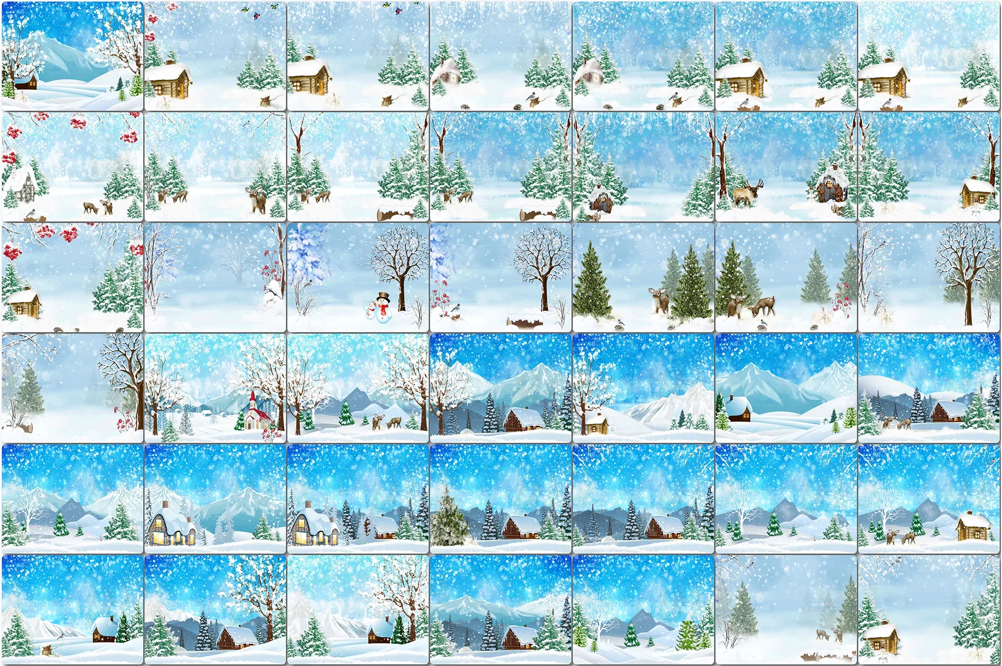 43 Winter Watercolor landscape, scene painting, Holiday backdrops, Mug Design, Christmas card, Rustic image on wood, Digital papers forest