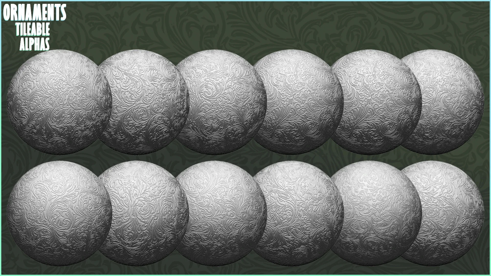 Ornaments Tileable Alphas (Displacement - FlippedNormals