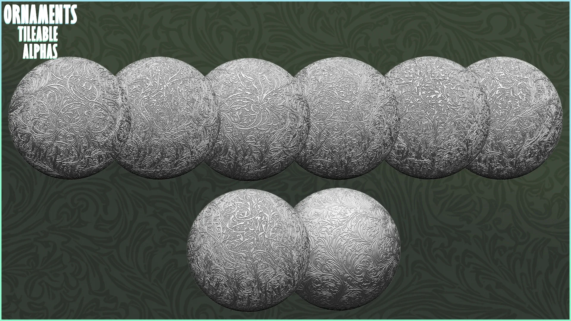 Ornaments Tileable Alphas (Displacement - FlippedNormals