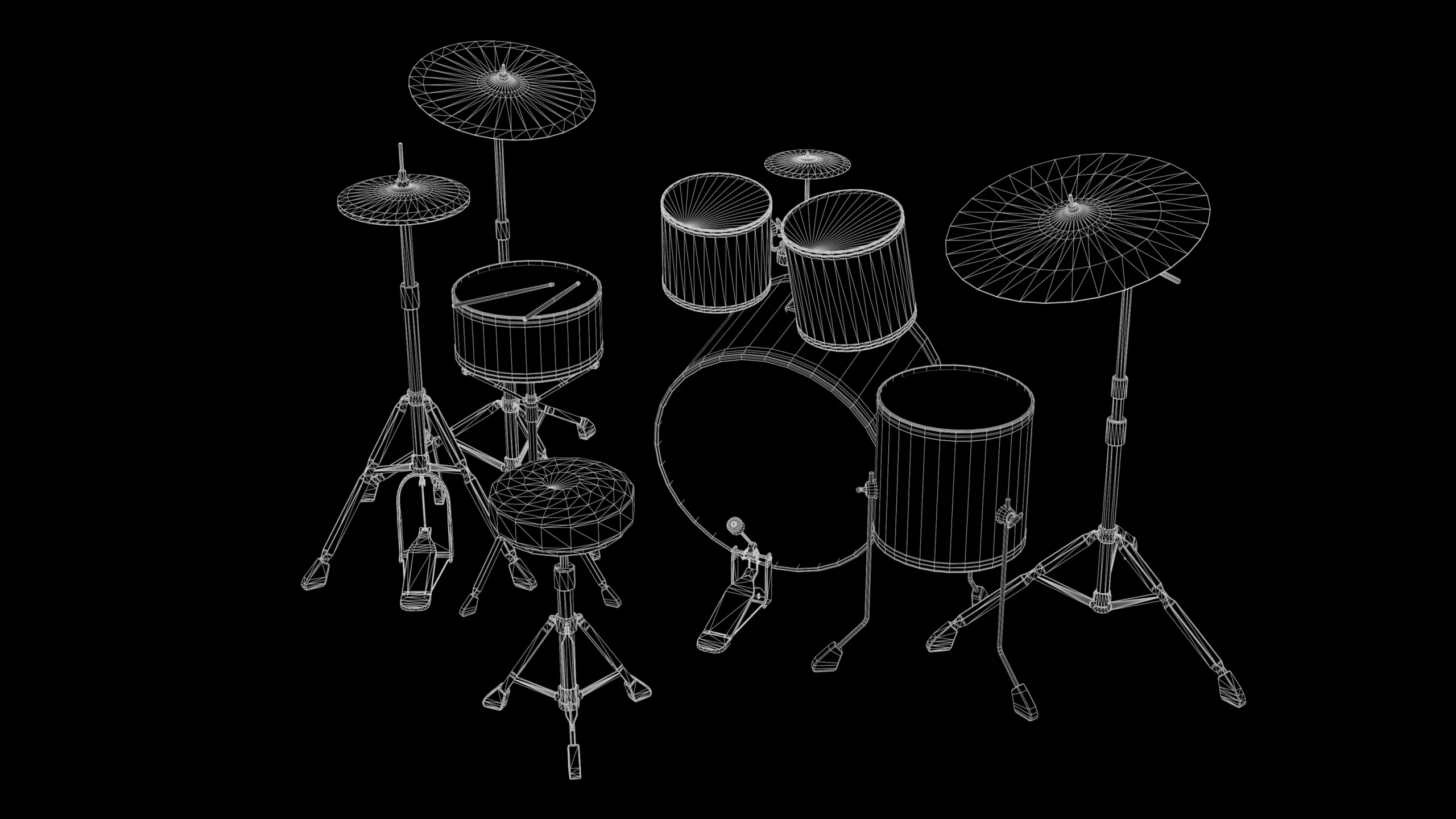 DrumKit - Game ready props Low-poly 3D model