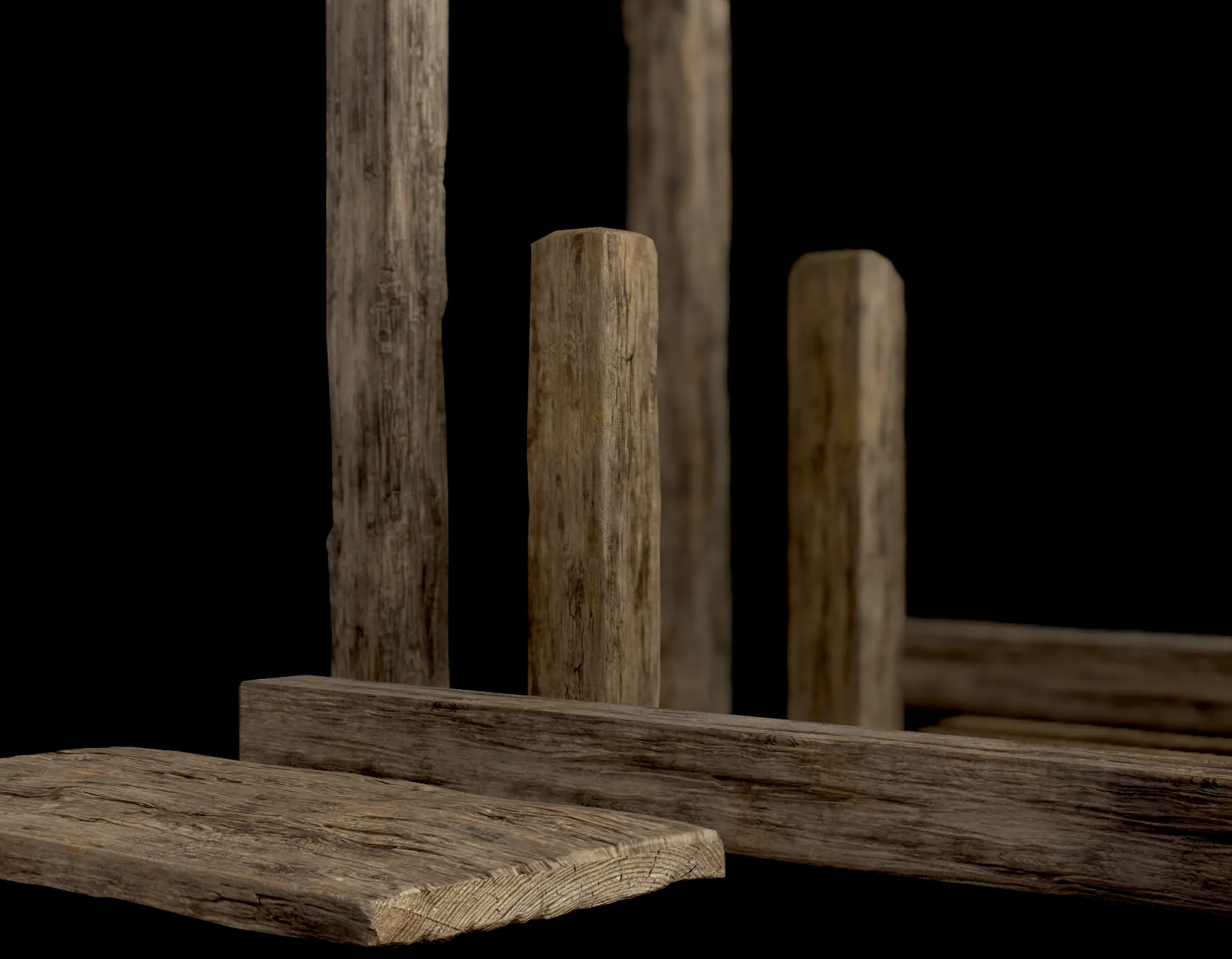 Wooden Planks and Beams - 13 pieces