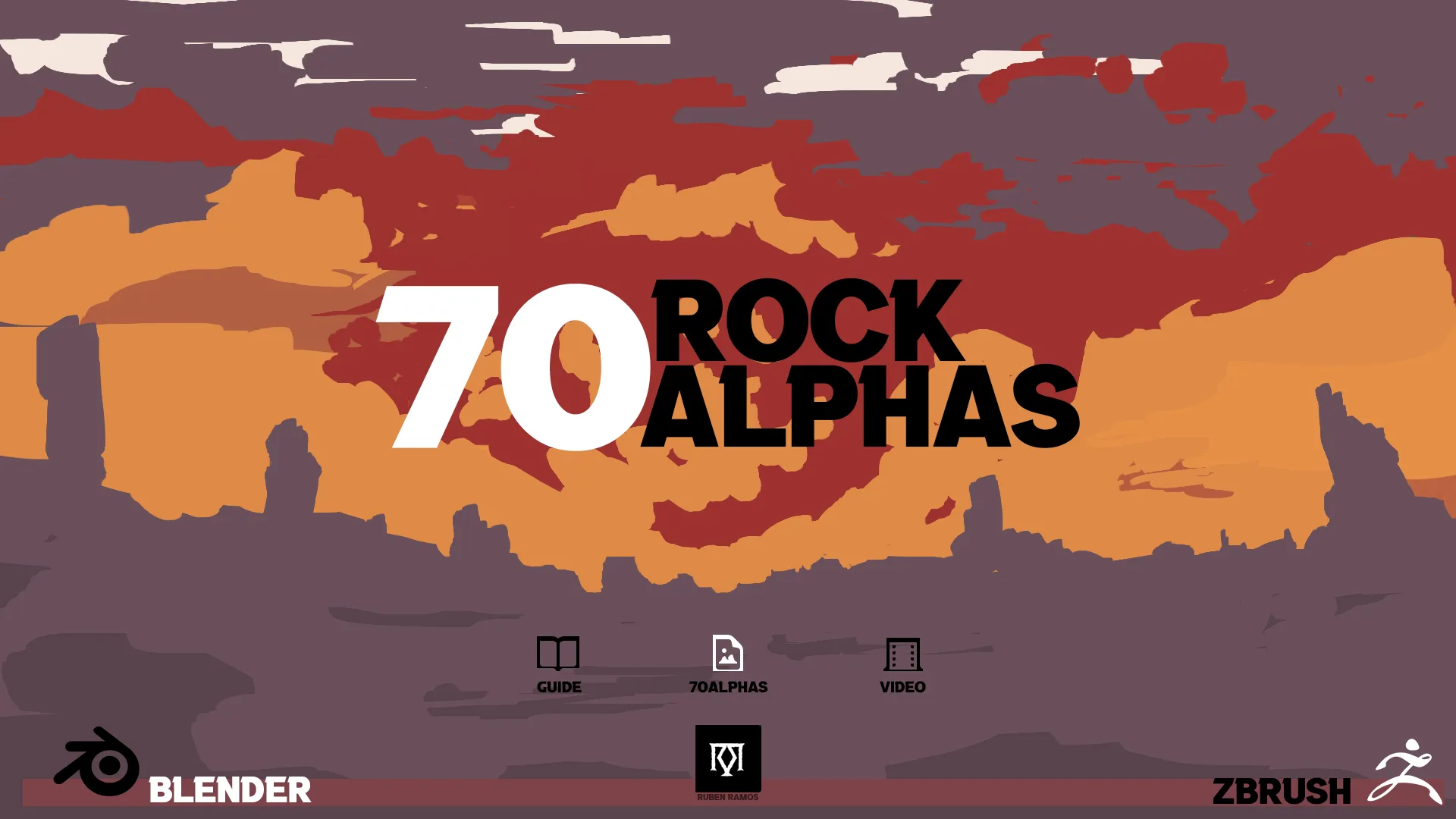 70 Rock Alphas - Blender / Zbrush