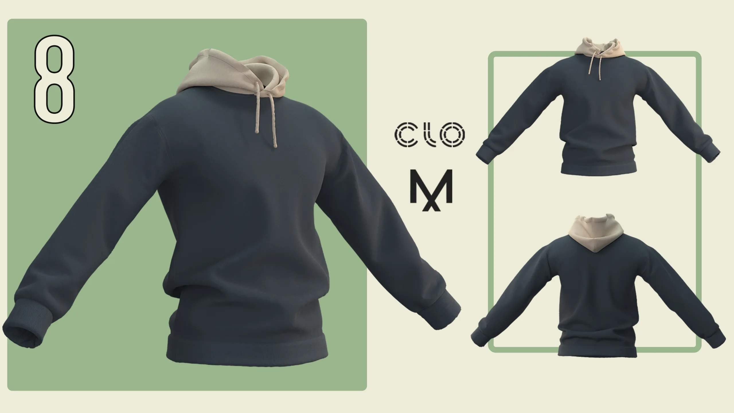 10 Hoodies / CLO3D / Marvelous + Project files: Zprj + OBJ + FBX