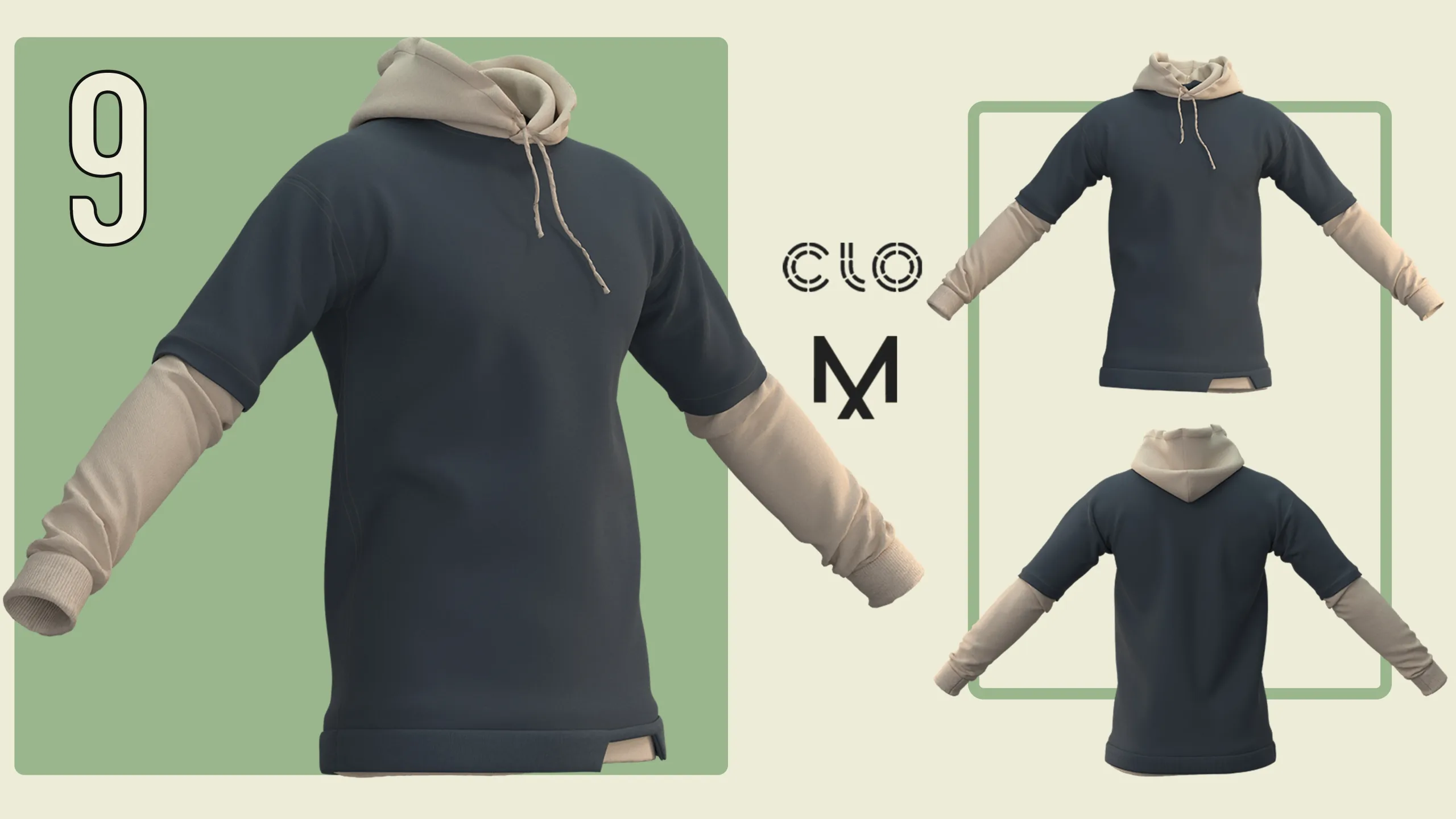 10 Hoodies / CLO3D / Marvelous + Project files: Zprj + OBJ + FBX