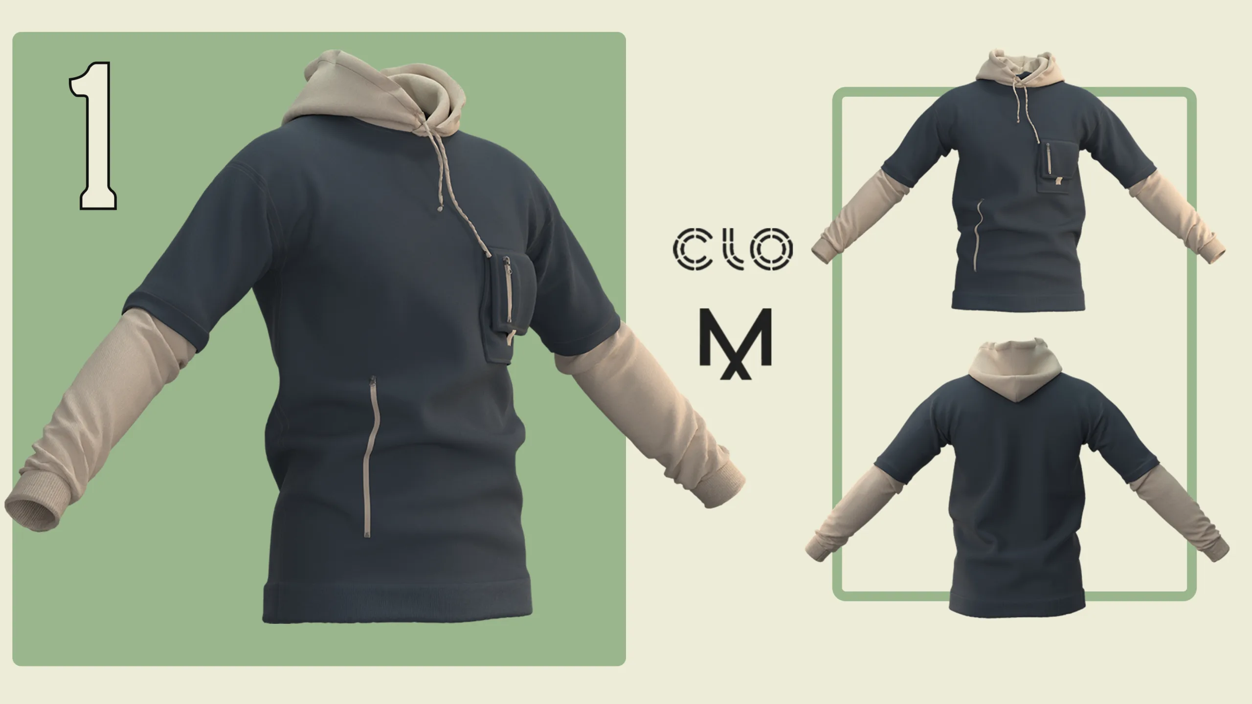 10 Hoodies / CLO3D / Marvelous + Project files: Zprj + OBJ + FBX