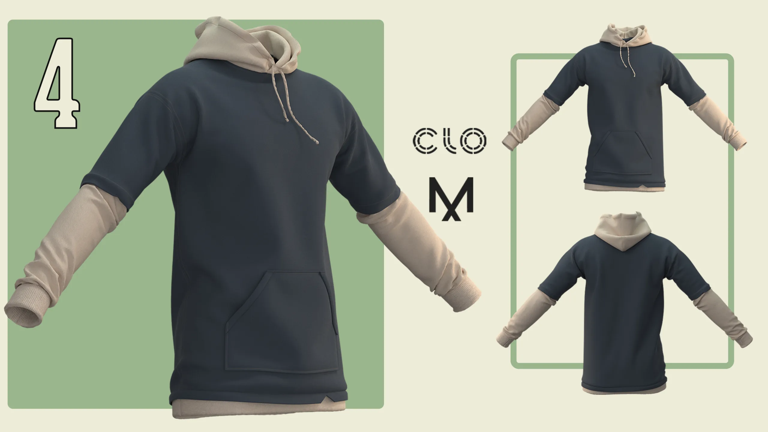 10 Hoodies / CLO3D / Marvelous + Project files: Zprj + OBJ + FBX