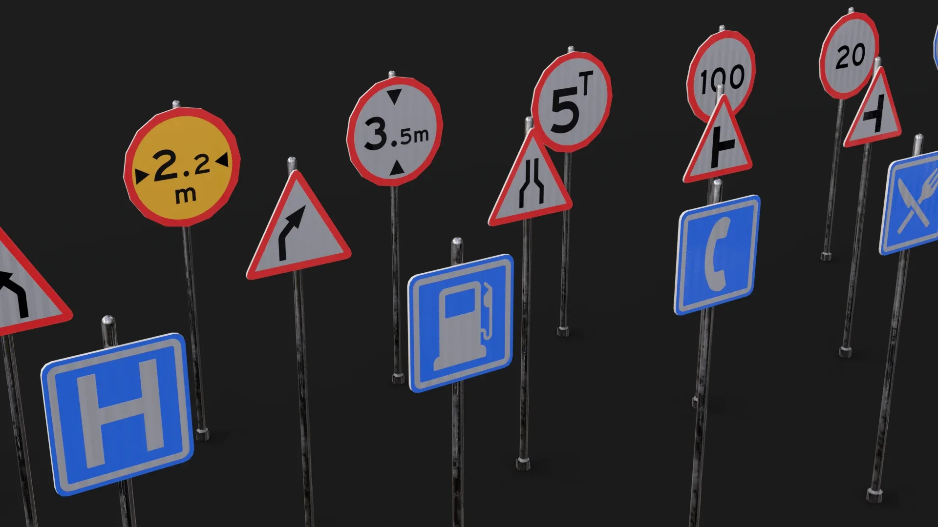 3D Road Signs Pack PRO