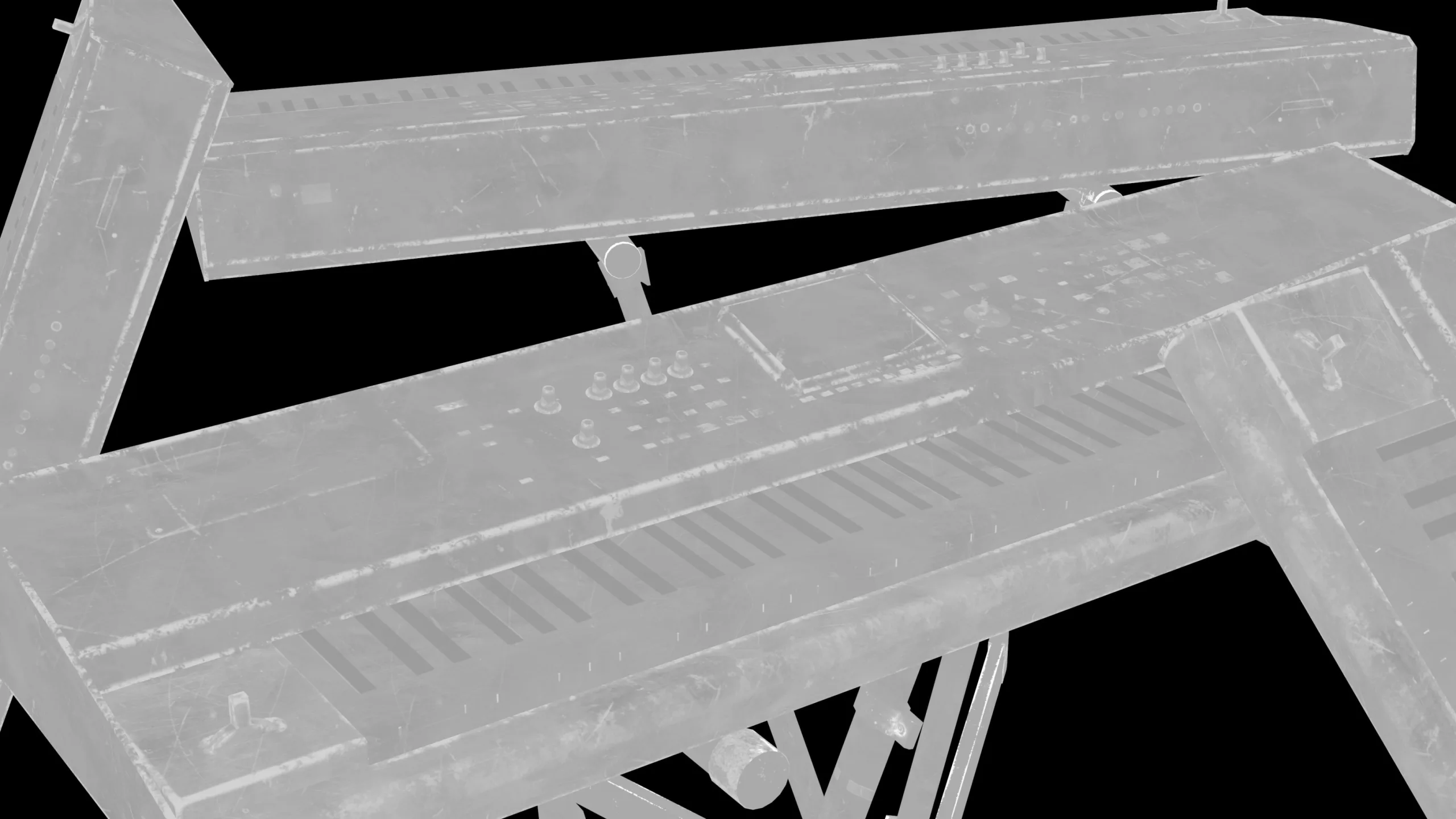 Electronic Piano Keyboard on Stand - PBR Game Ready Props