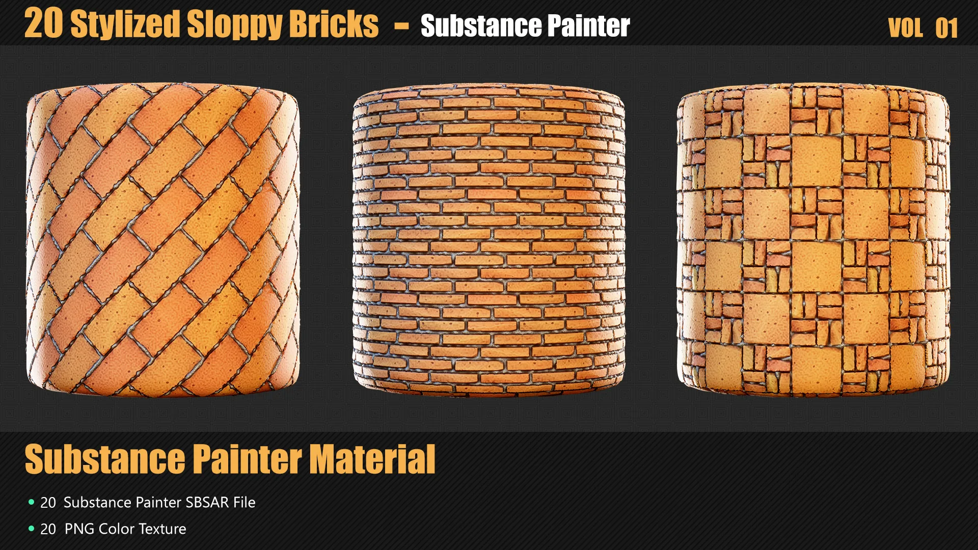 20 Stylized Sloppy Bricks Materials In Substance Painter