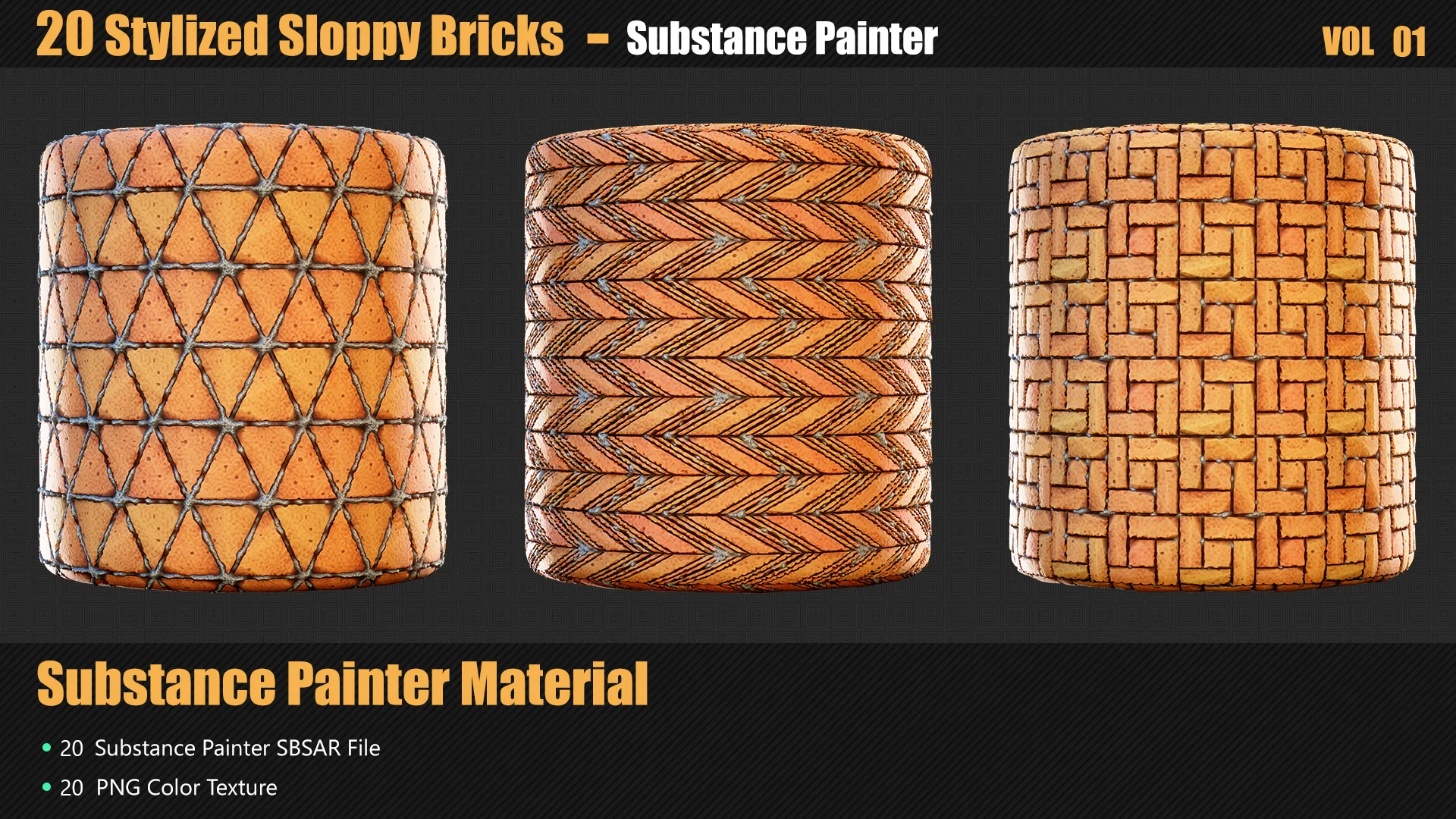 20 Stylized Sloppy Bricks Materials In Substance Painter