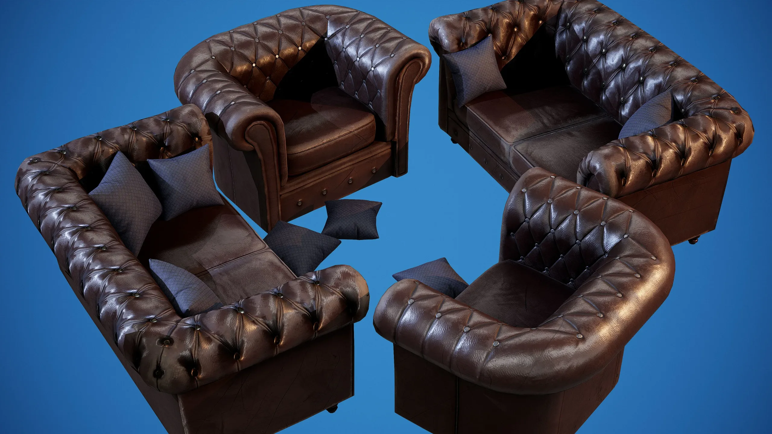 Armchair Set - PBR Game Ready Props