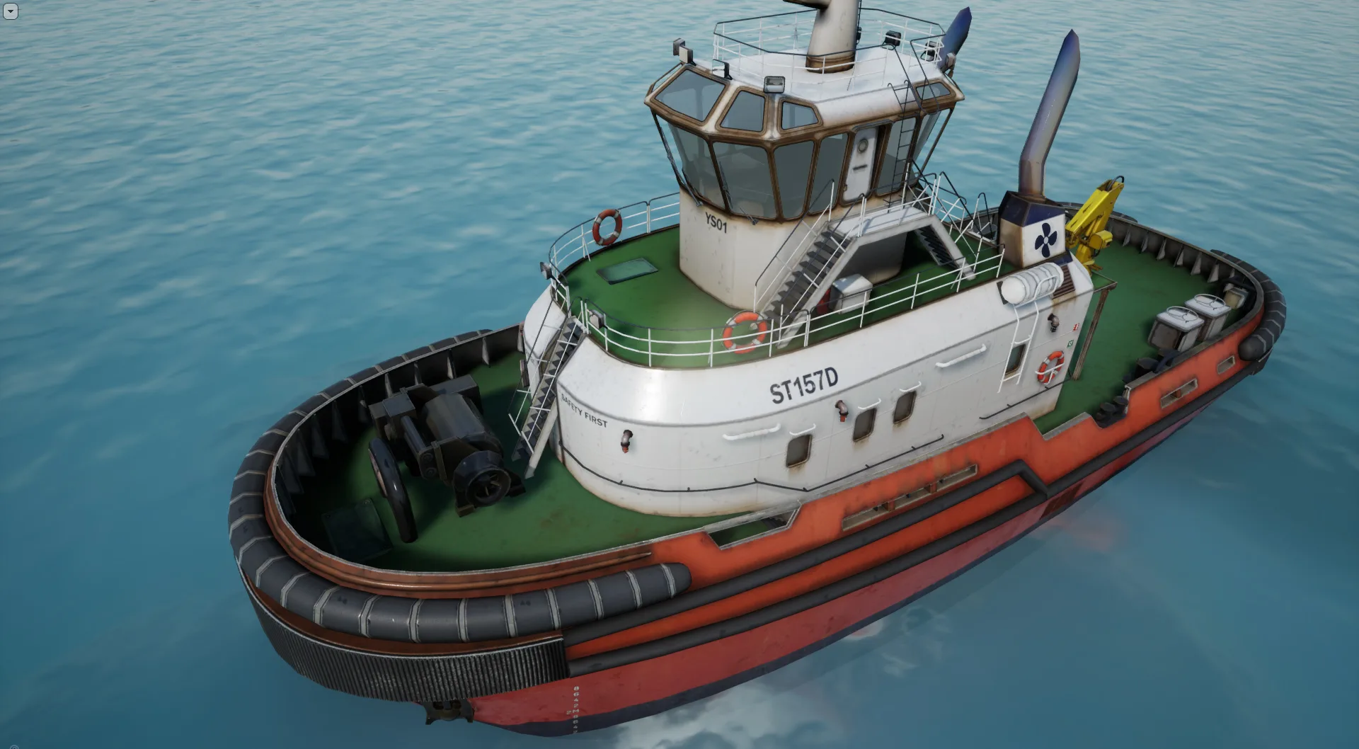 Tug Ship tugboat - low poly