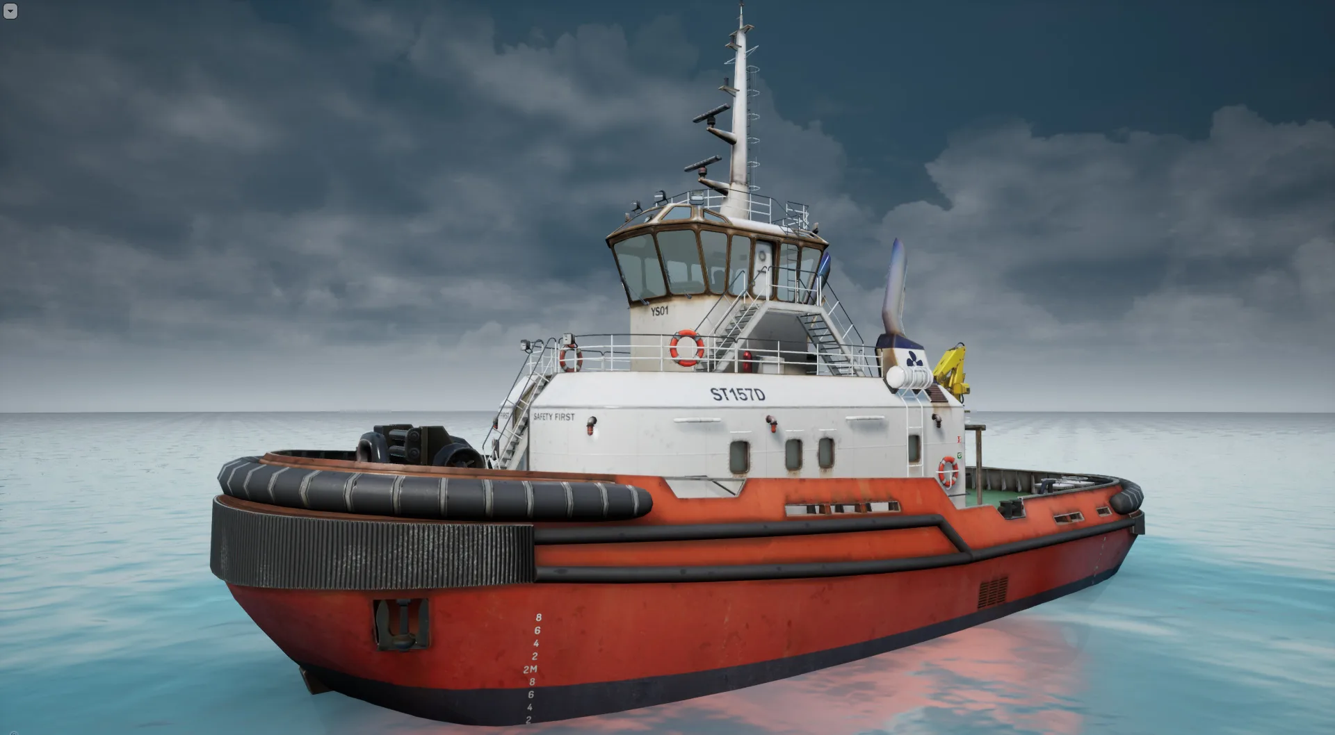 Tug Ship tugboat - low poly