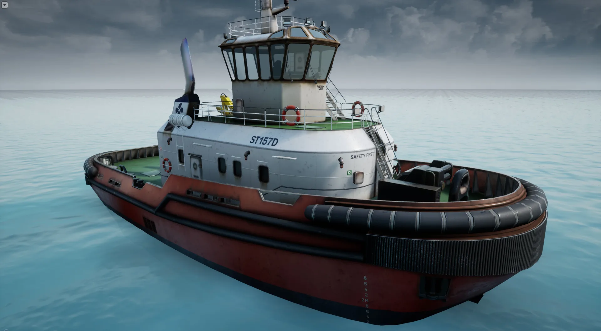 Tug Ship tugboat - low poly