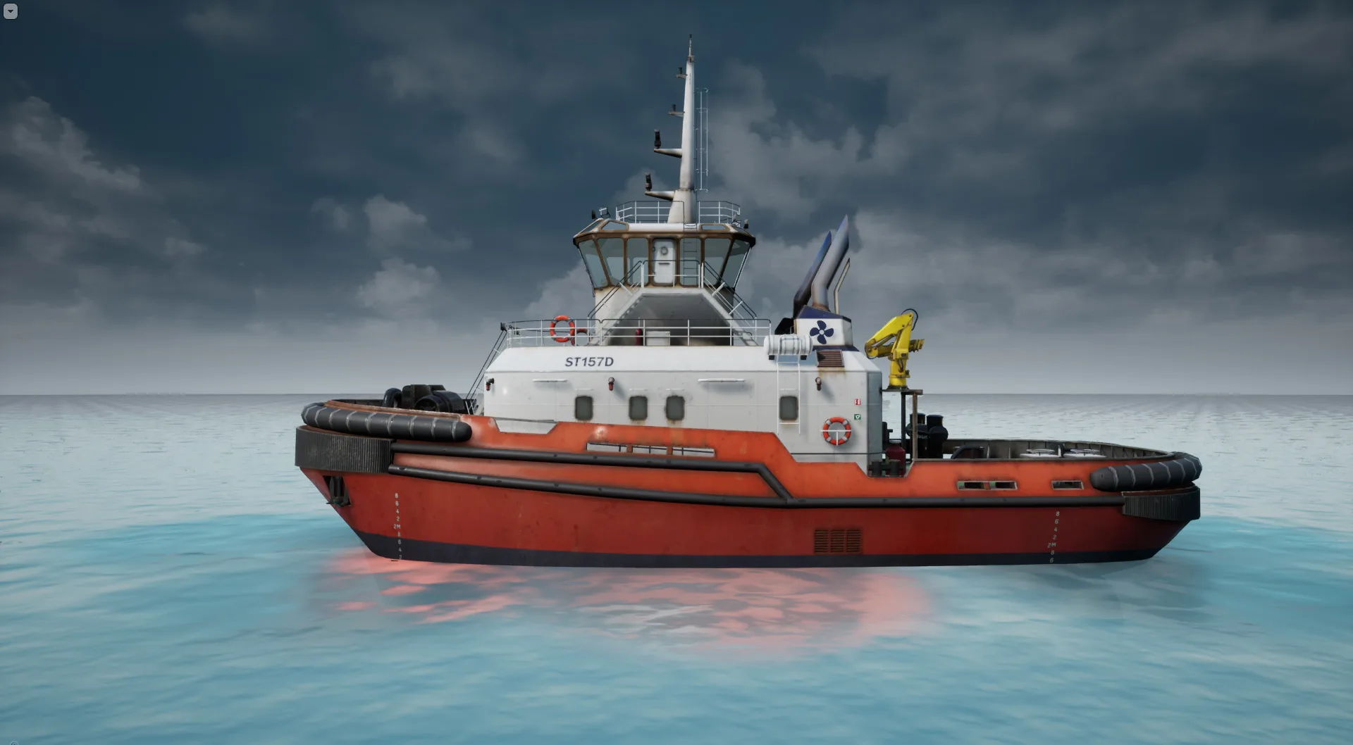 Tug Ship tugboat - low poly