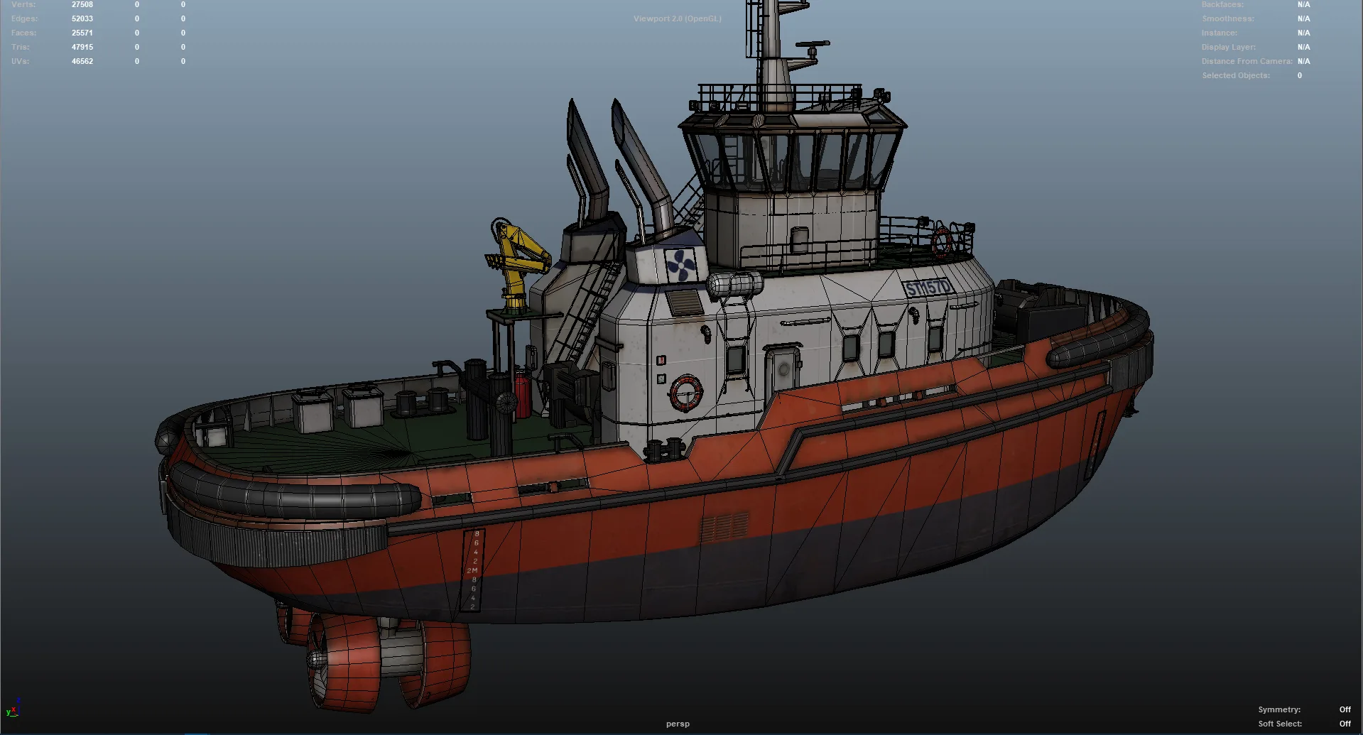 Tug Ship tugboat - low poly