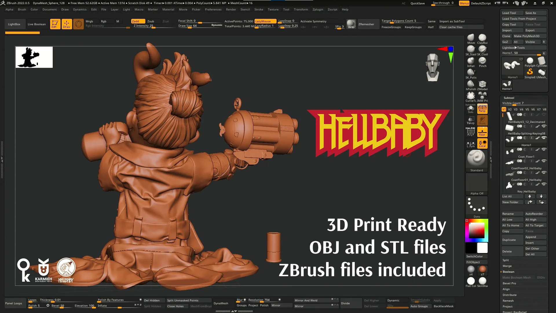 Ready to 3d print Hellbaby figure