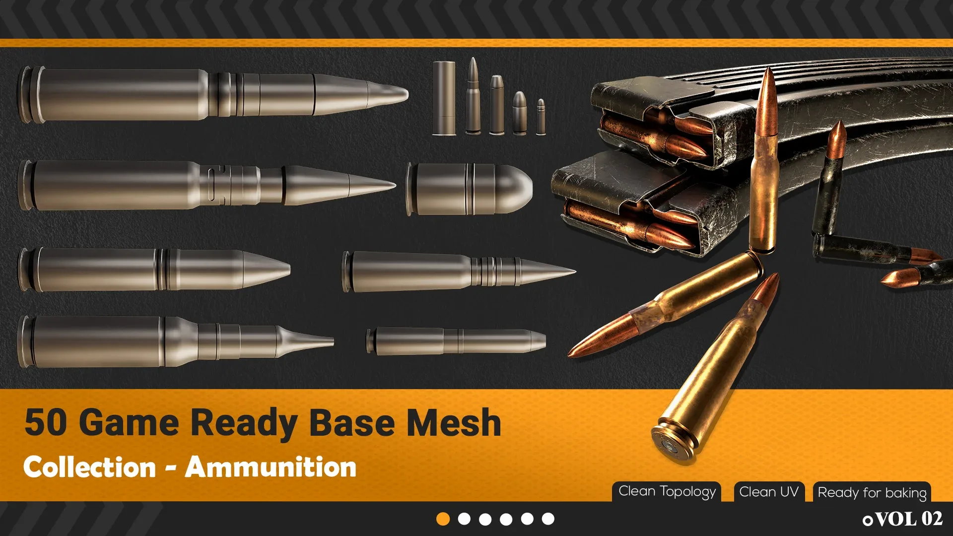 50 Ammunition And Ammo Base Mesh - VOL 02 (Game Ready)