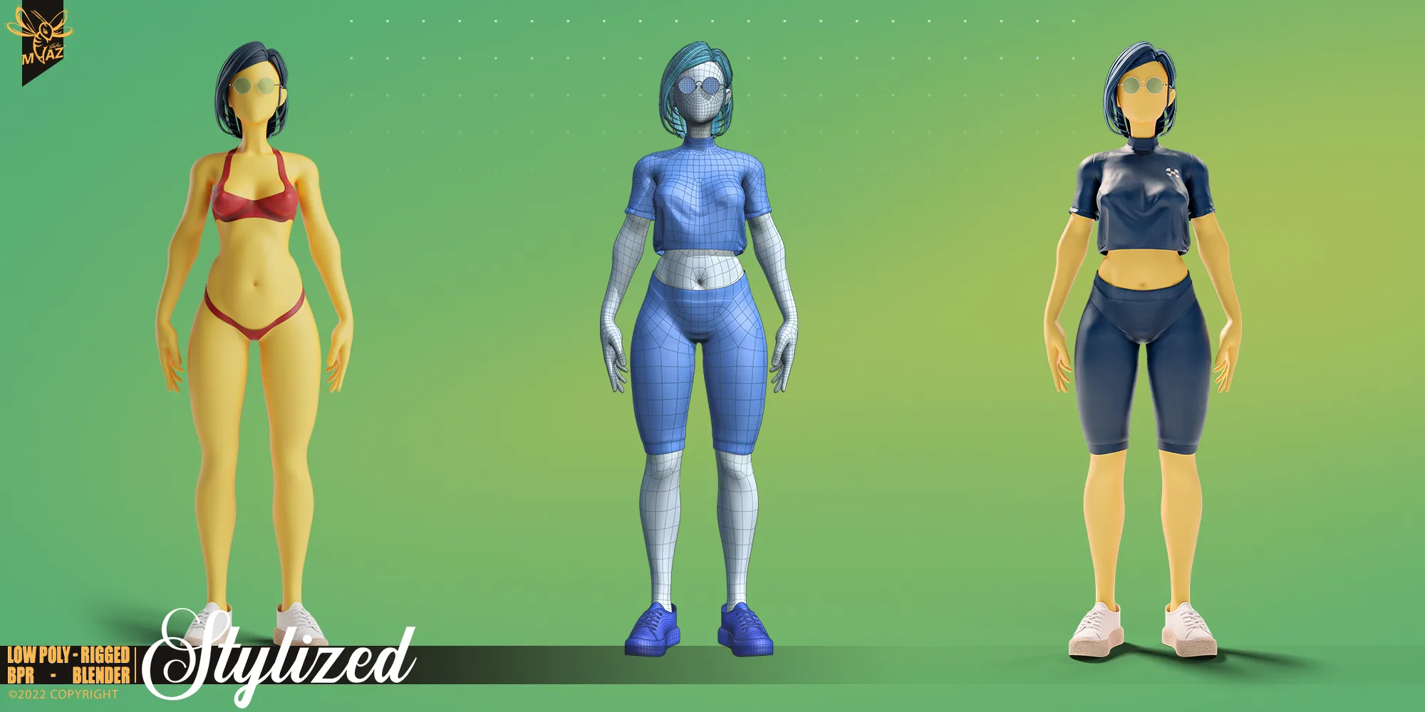 Stylized motion design female character