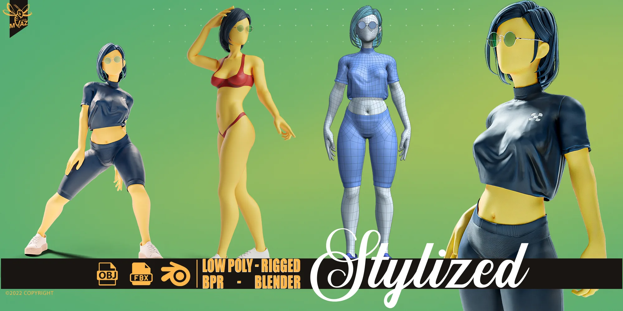 Stylized motion design female character