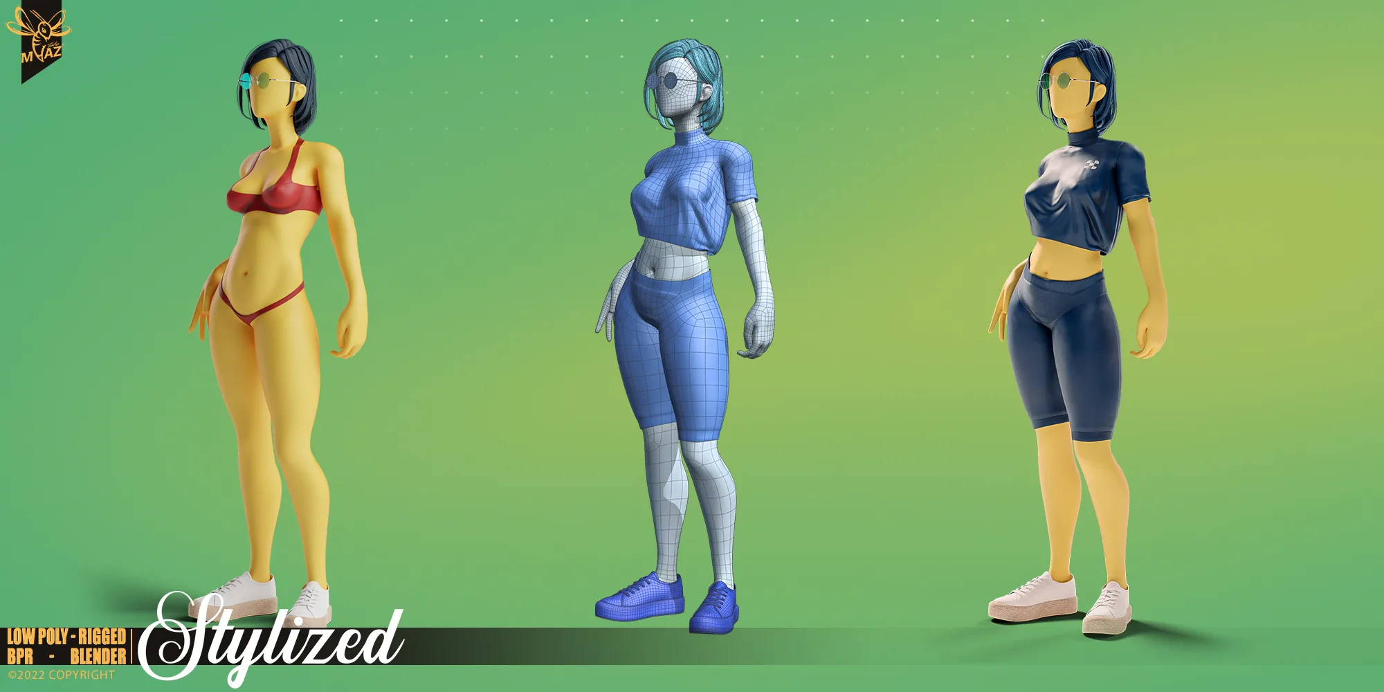 Stylized motion design female character