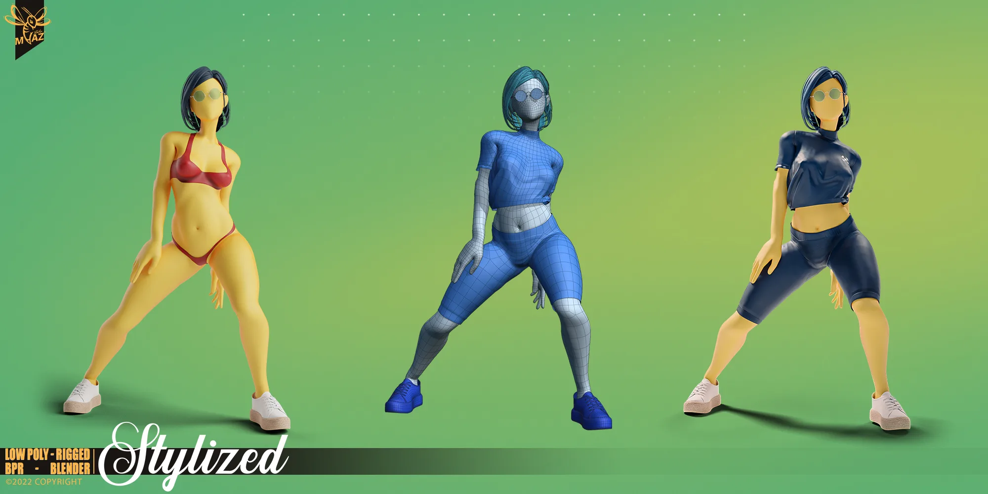 Stylized motion design female character