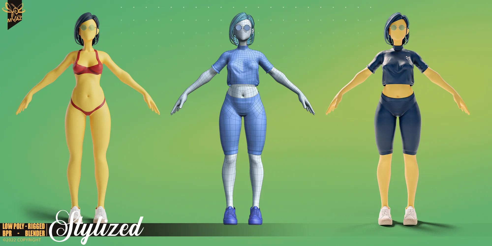 Stylized motion design female character