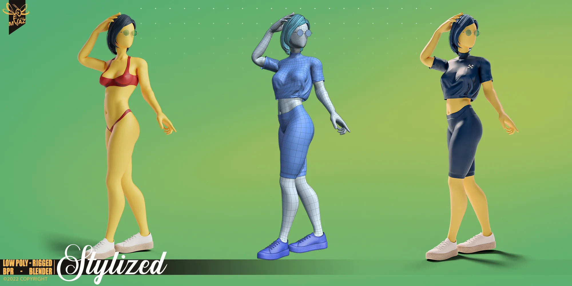 Stylized motion design female character