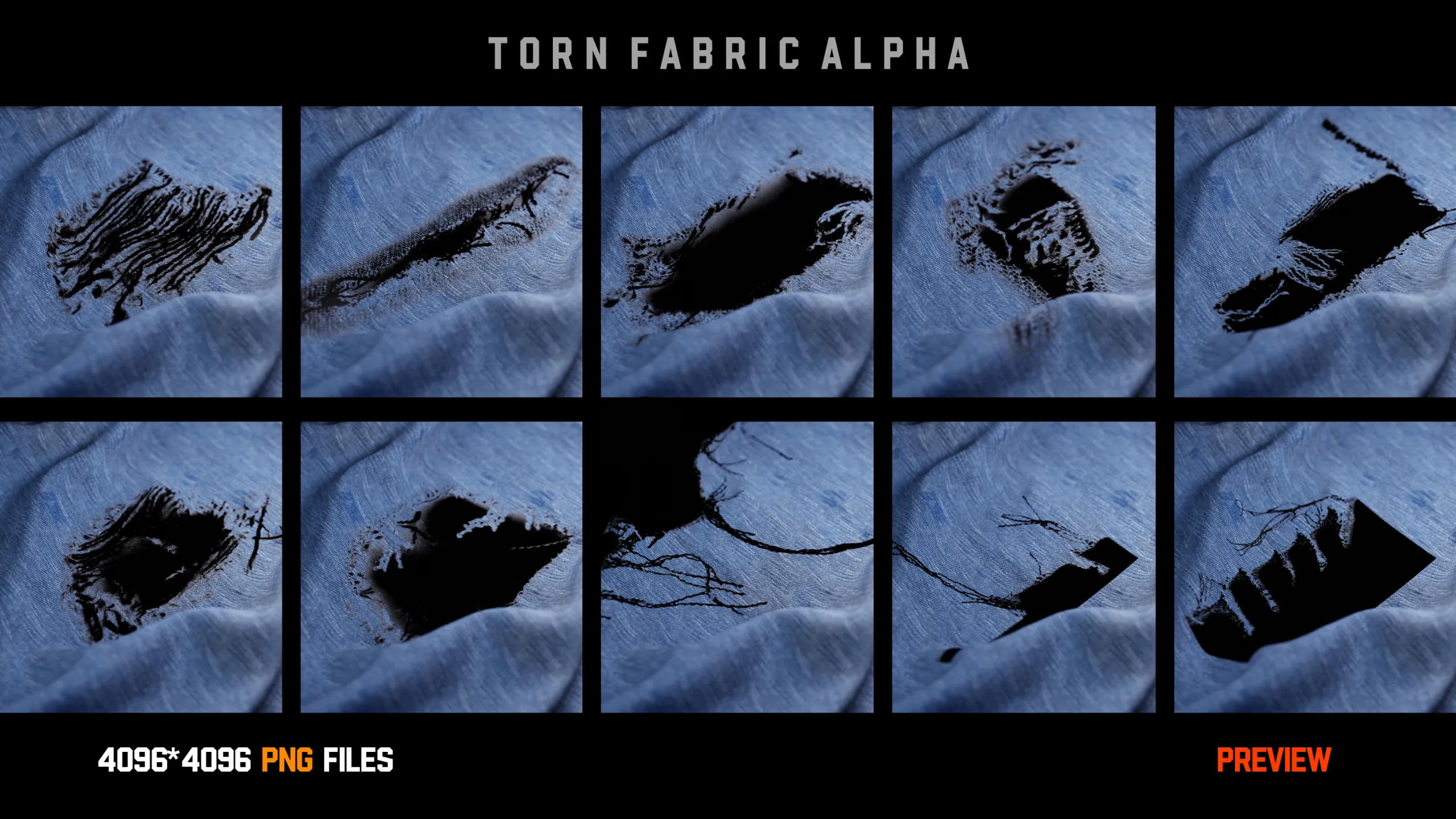 " 33 Torn Fabric Alphas " (Vol.1) + Video Tutorial