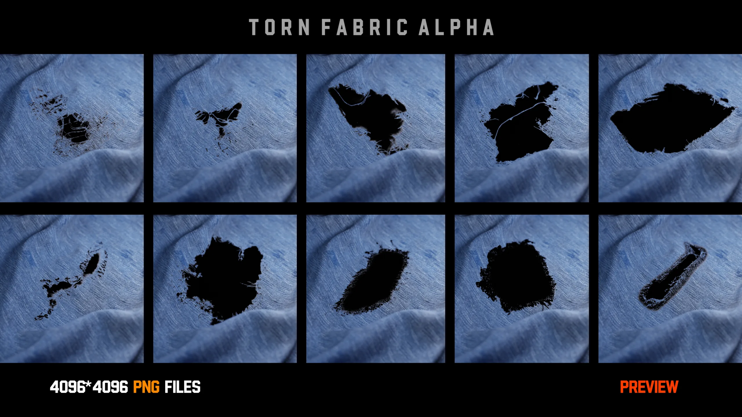 " 33 Torn Fabric Alphas " (Vol.1) + Video Tutorial