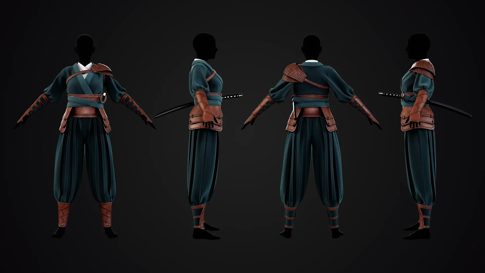 Low Poly Samurai Woman Outfit