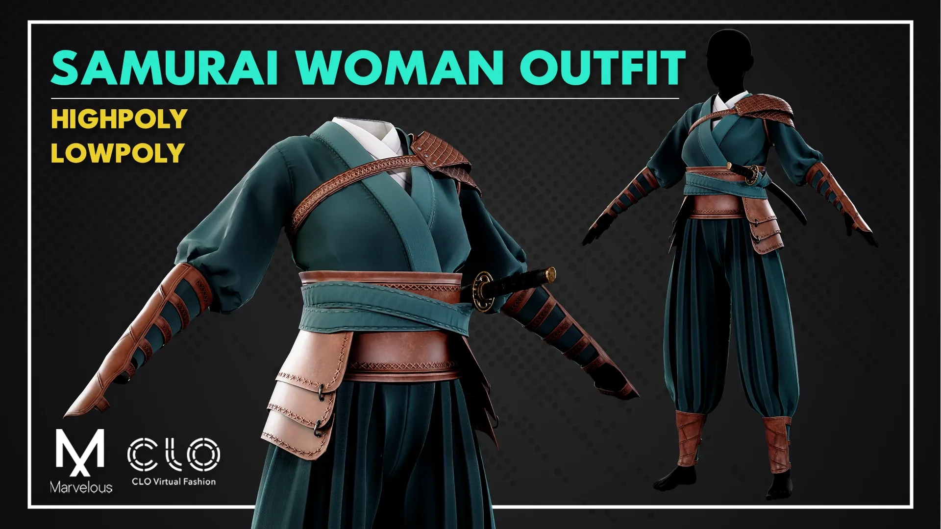 Low Poly Samurai Woman Outfit