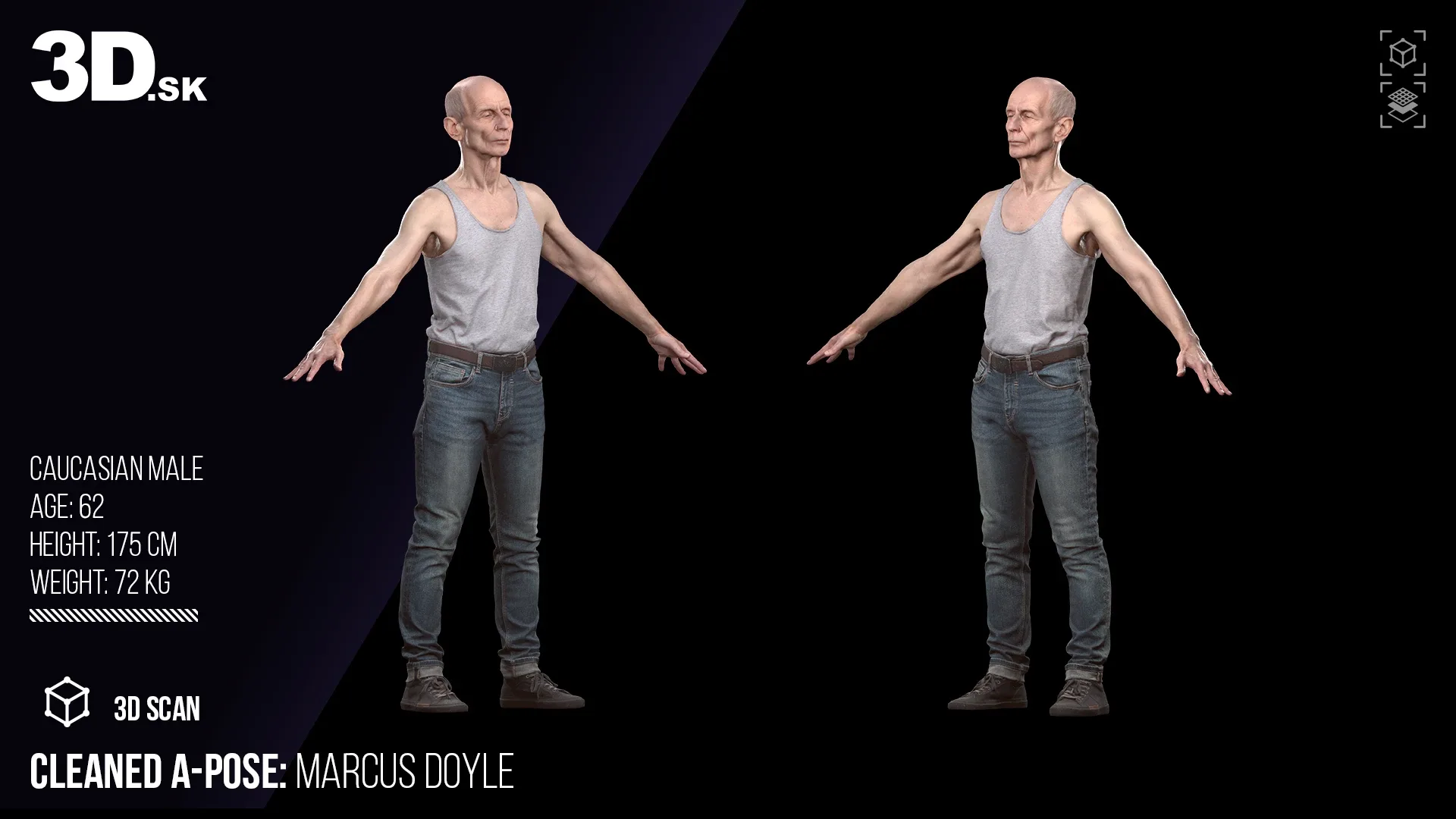 Cleaned A Pose Scan | 3D Model Marcus Doyle Dressed