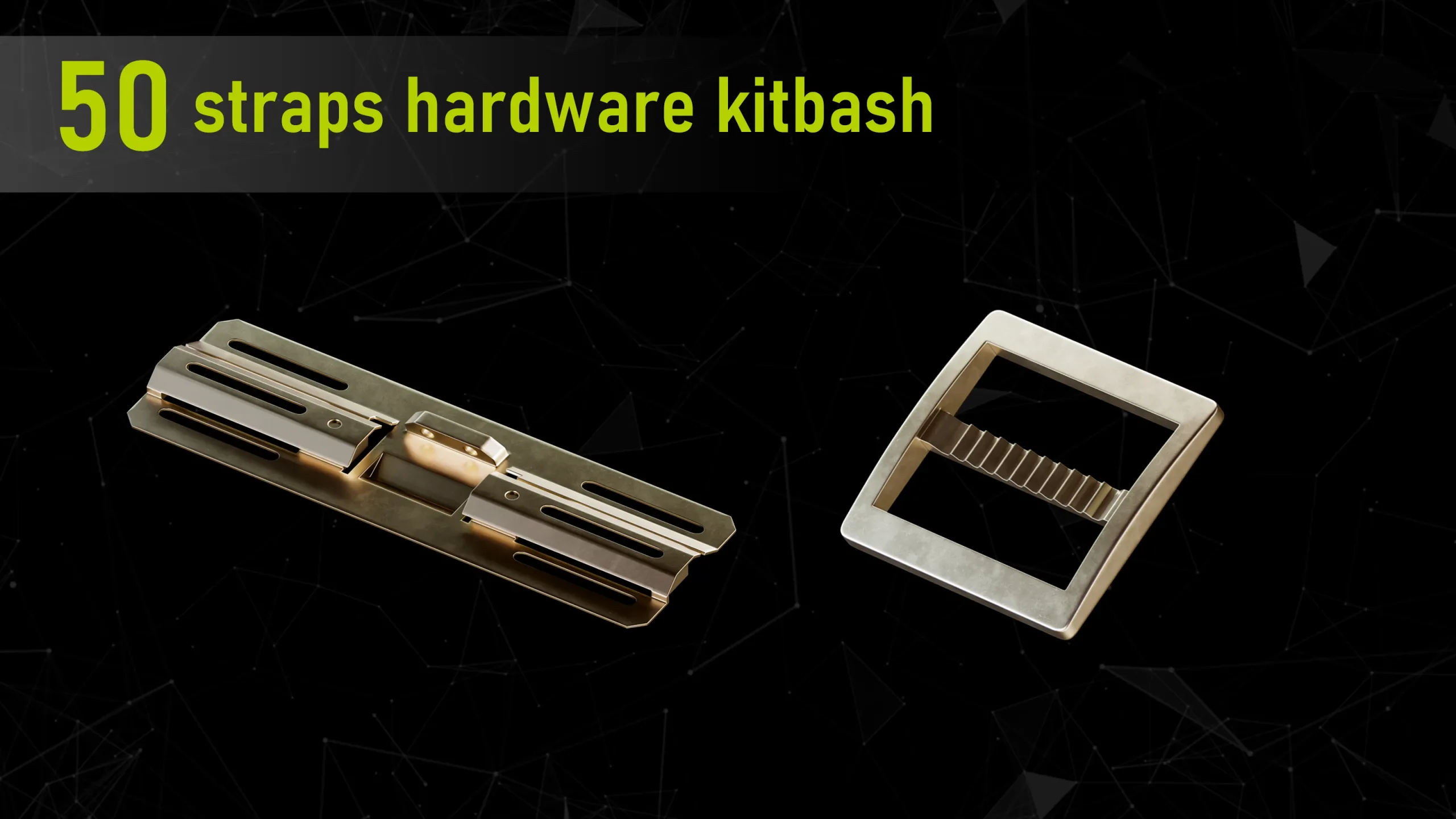 50 Straps Hardware Kitbash 3D Models (fully unwraped) + imm brushes + 8 hour modeling tutorial