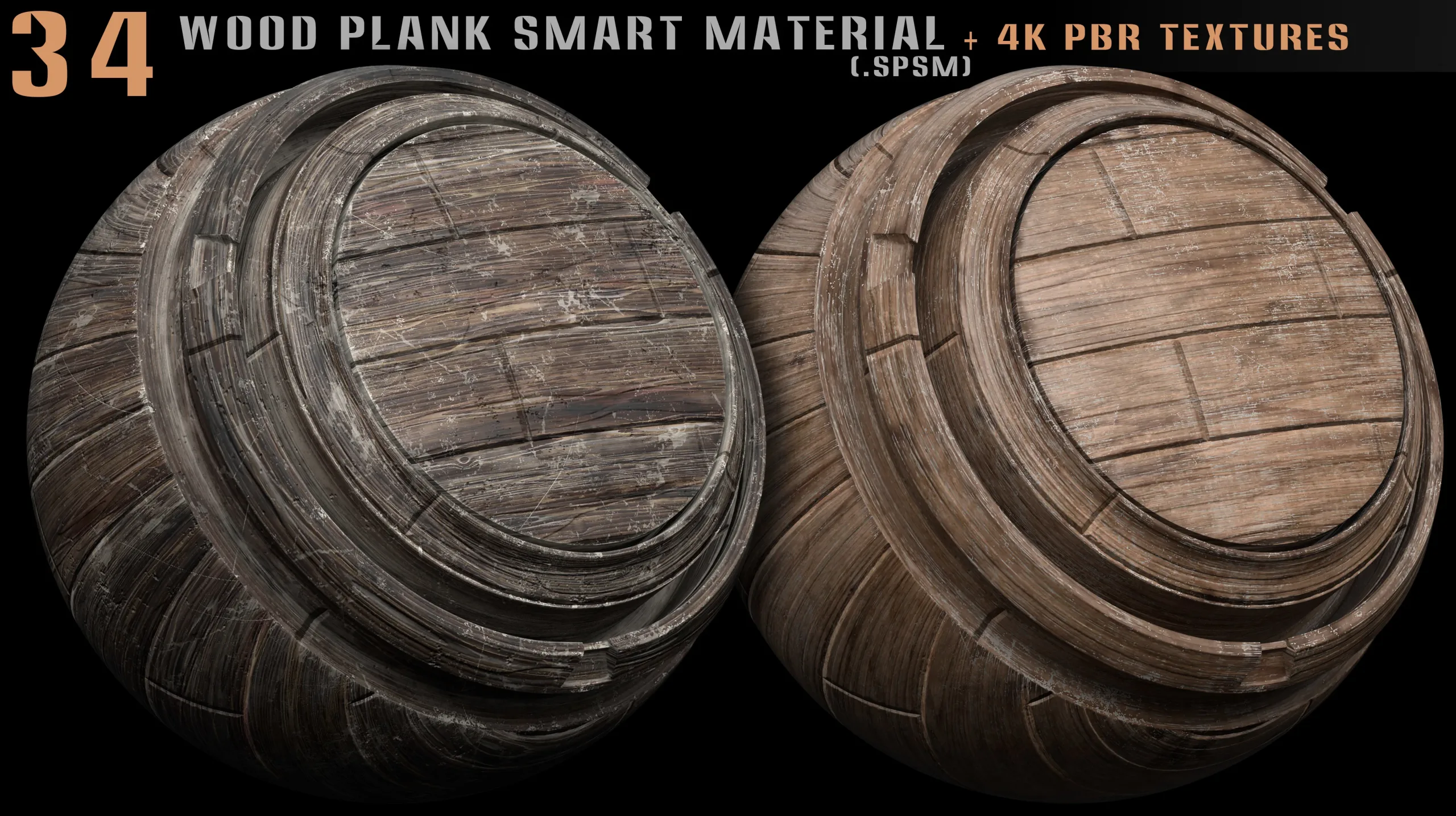 34 Wood plank smart material + 4k PBR textures - Vol 11