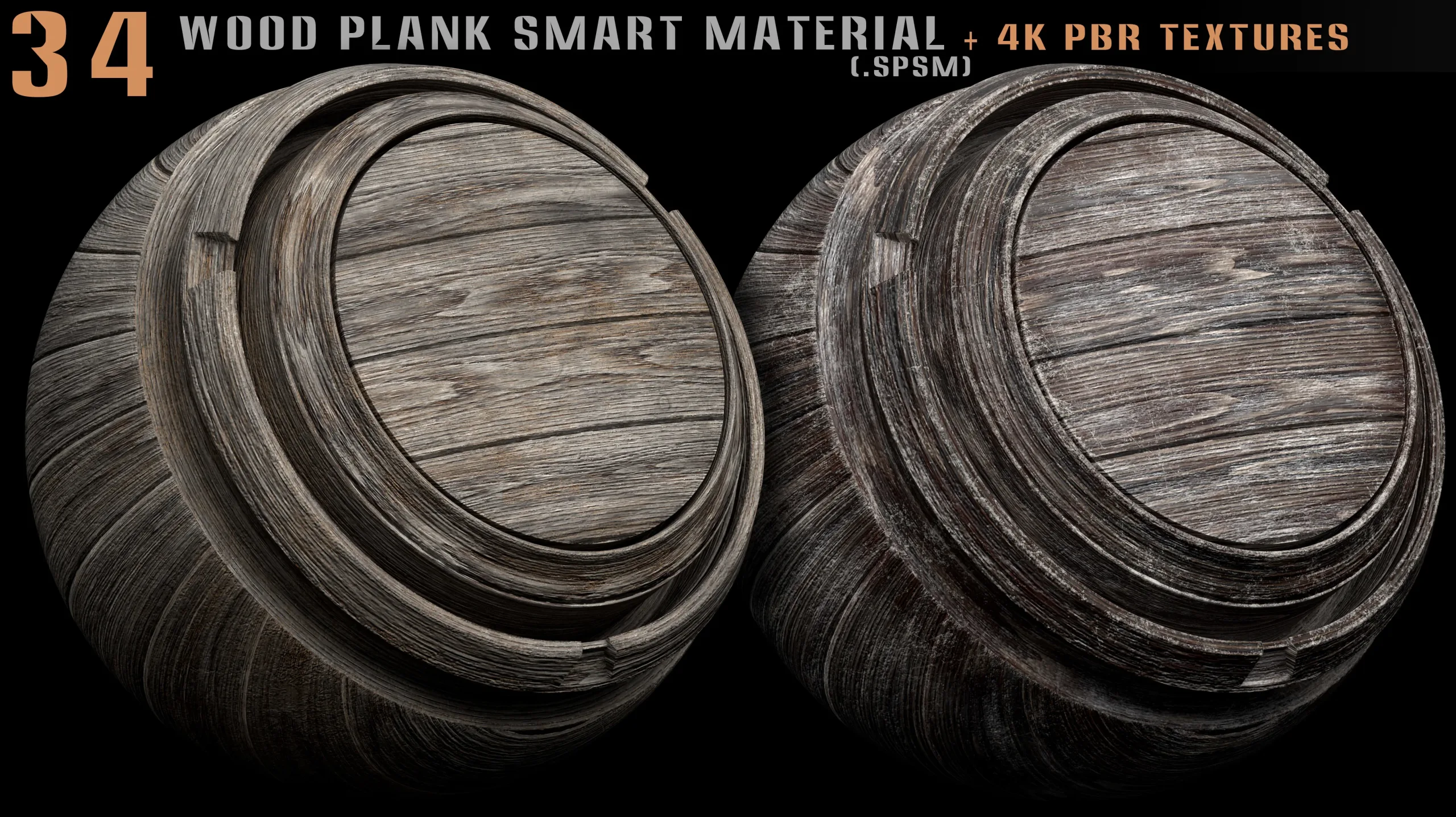 34 Wood plank smart material + 4k PBR textures - Vol 11