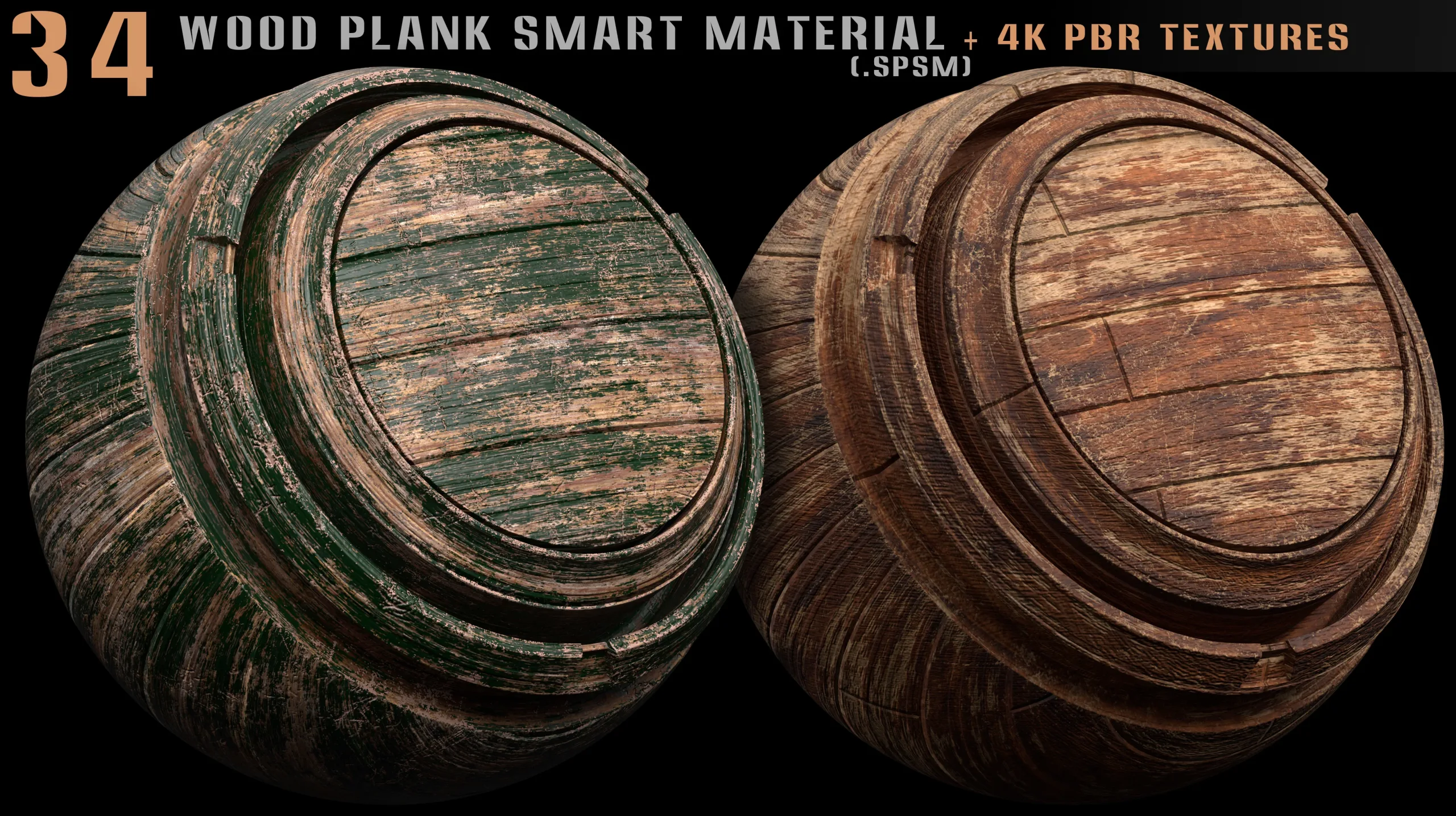 34 Wood plank smart material + 4k PBR textures - Vol 11