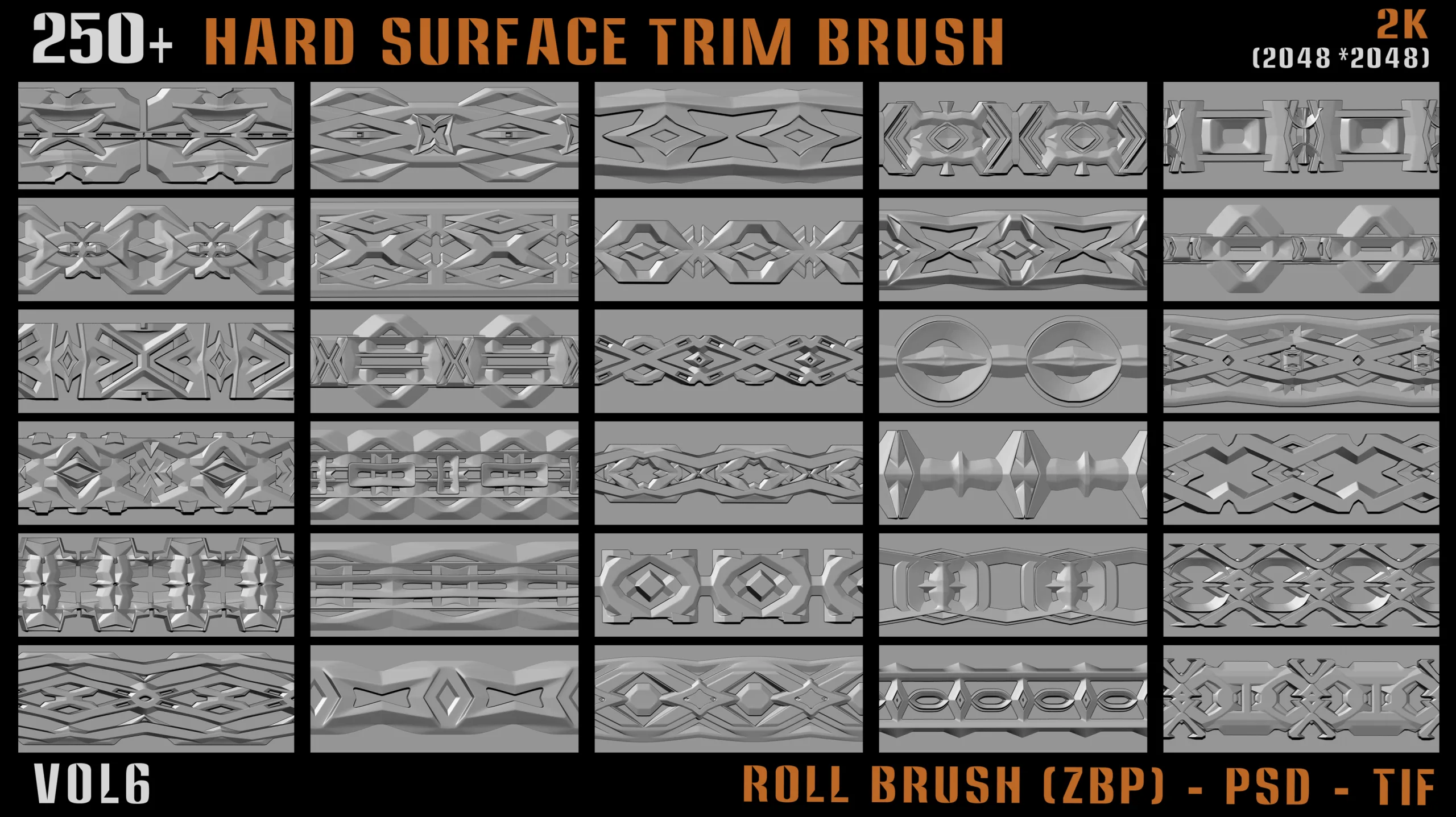 250+ Hard Surface Trim Brush - Vol6