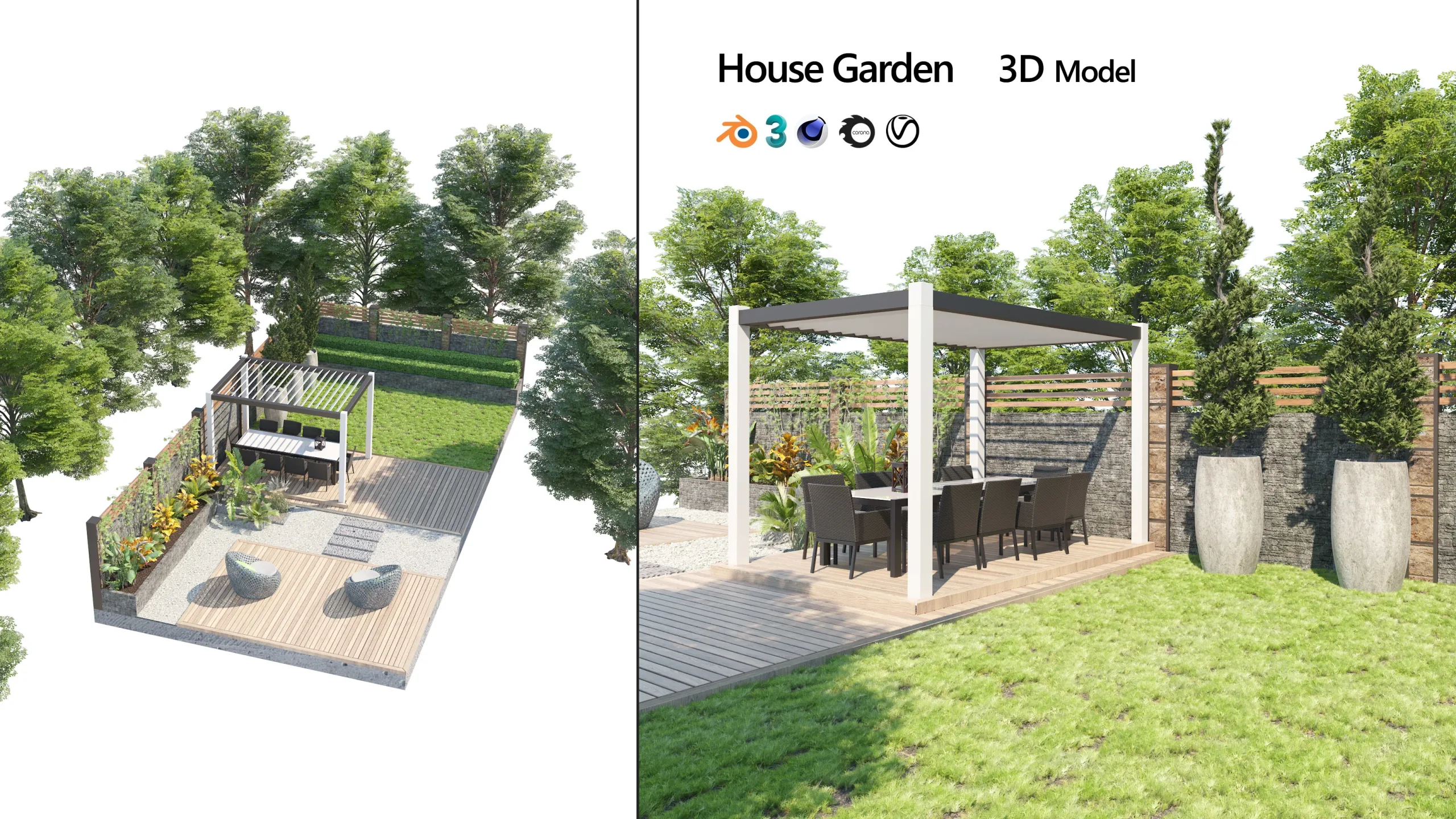 House garden landscape 3d model