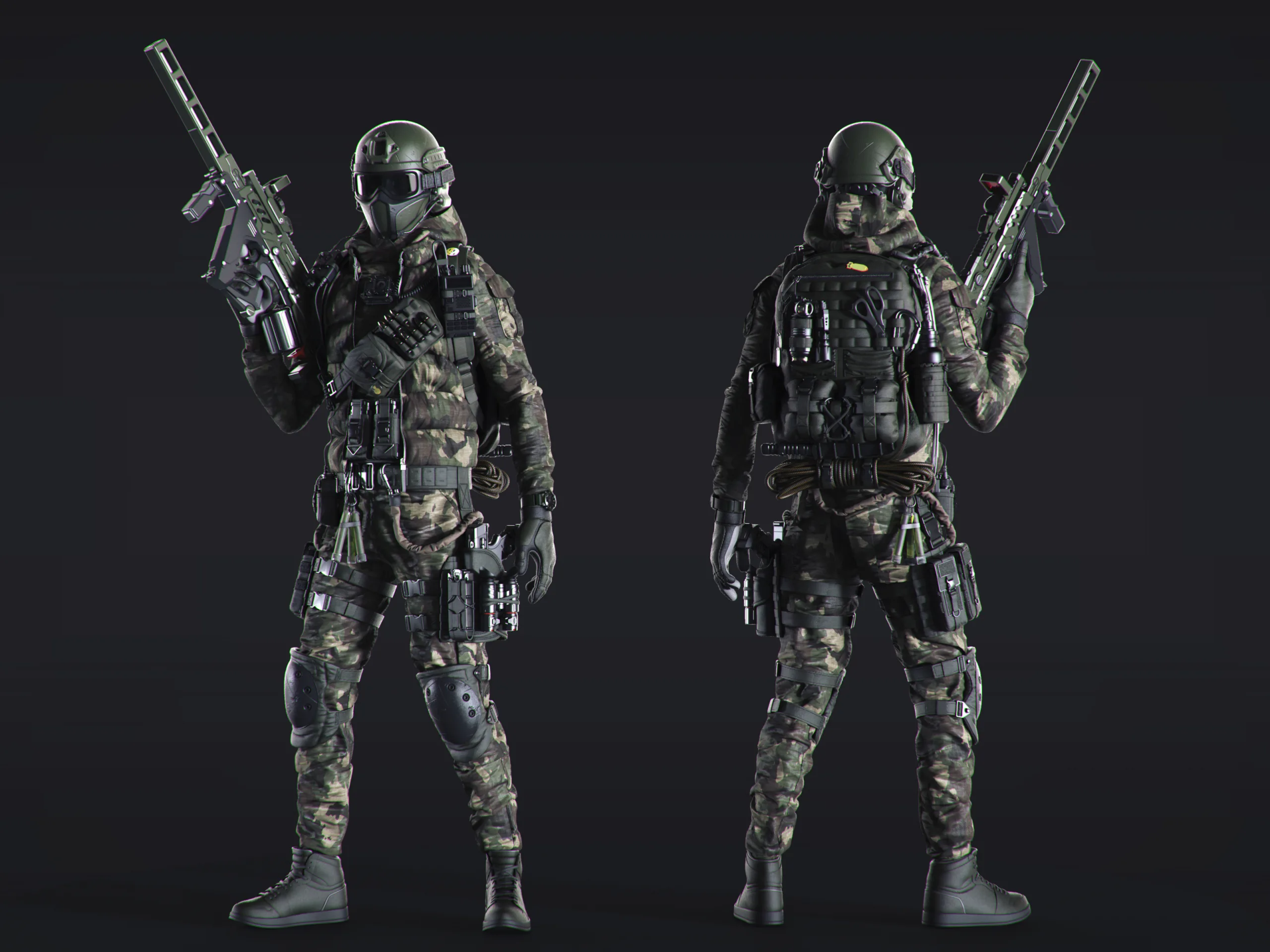 50 HQ Poses 3D models of soldiers