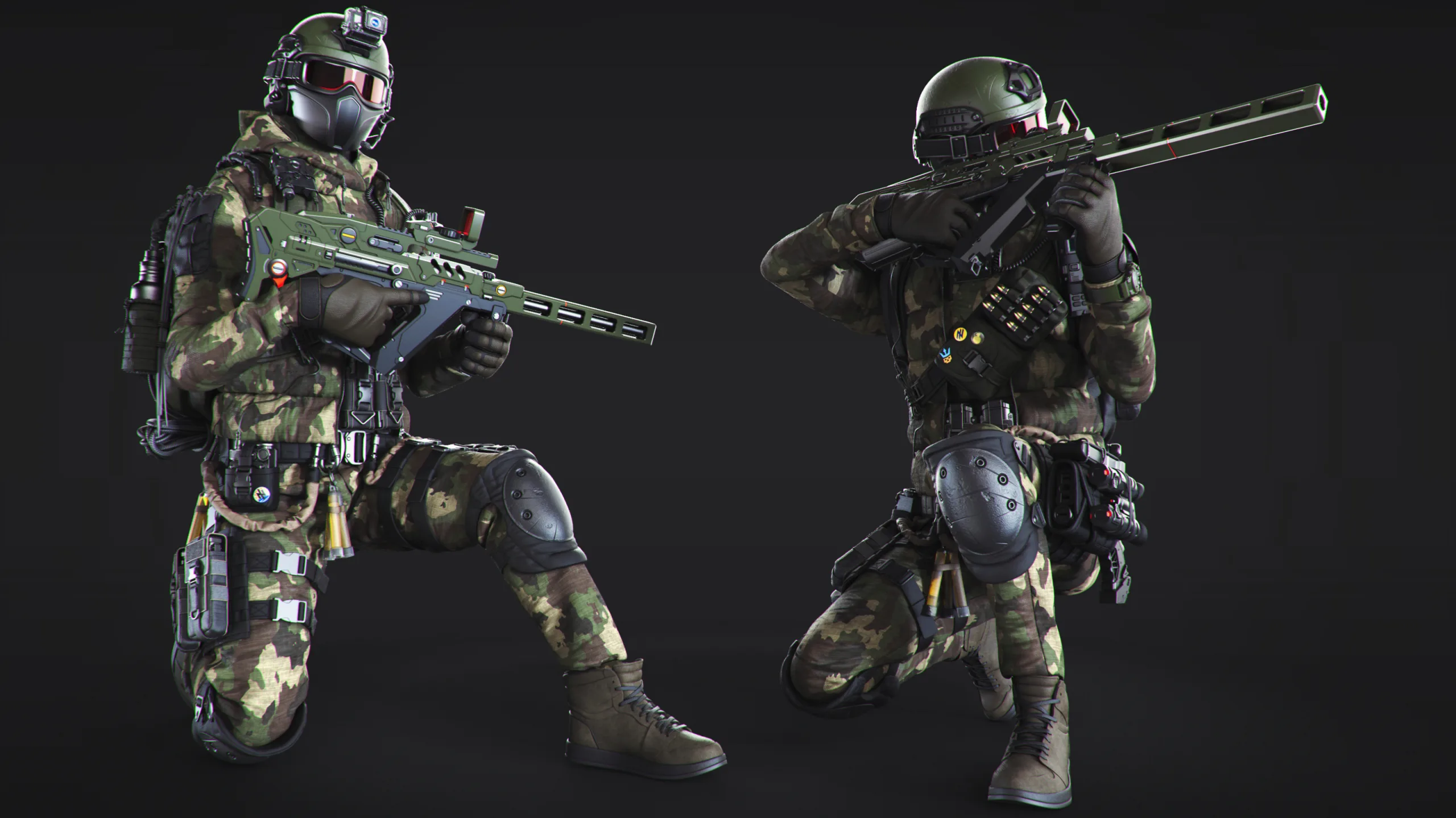 50 HQ Poses 3D models of soldiers