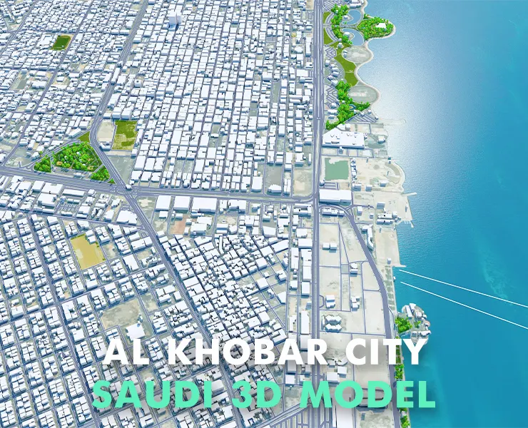 Al Khobar city Saudi Arabia 3d model 50km