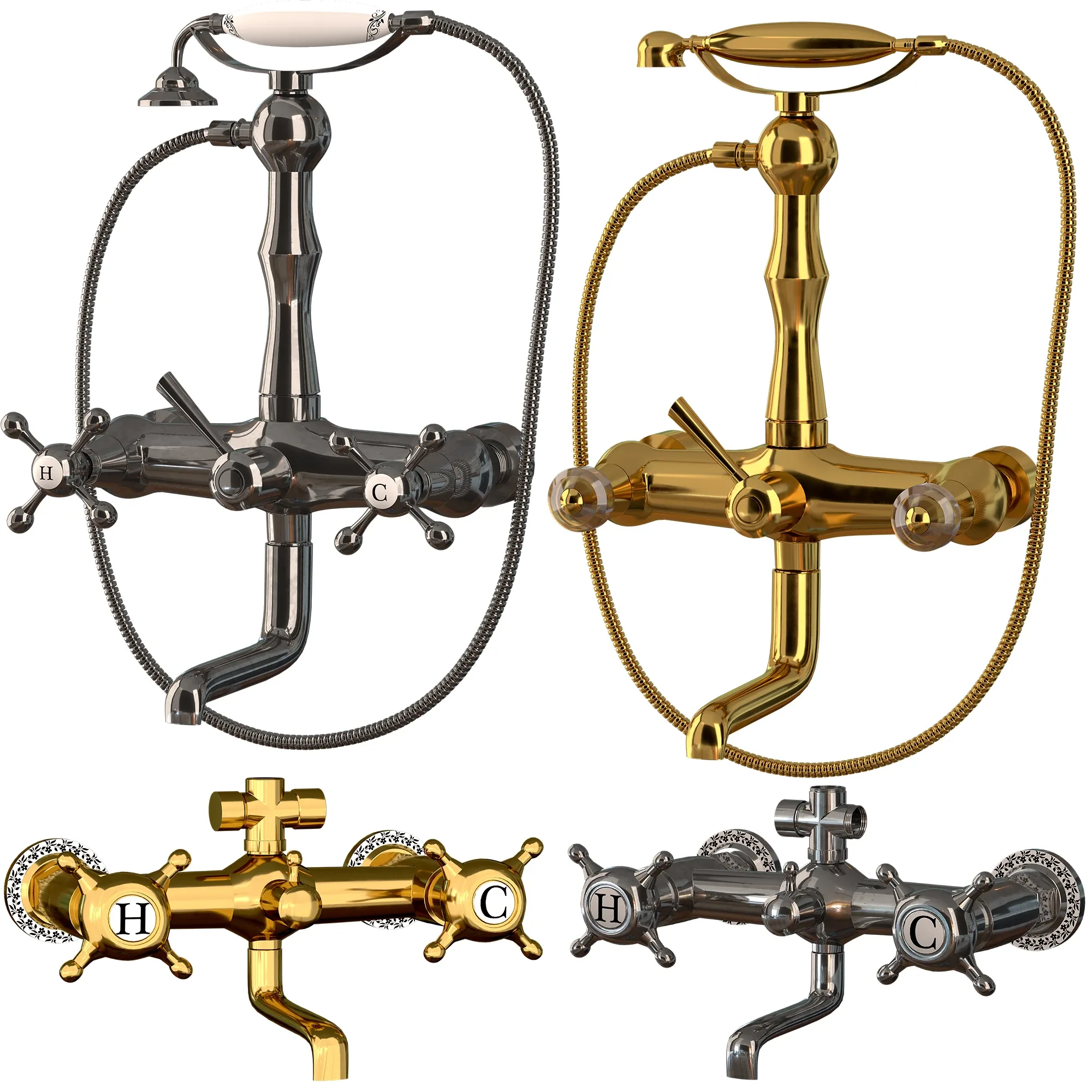 collection of types faucets and showers