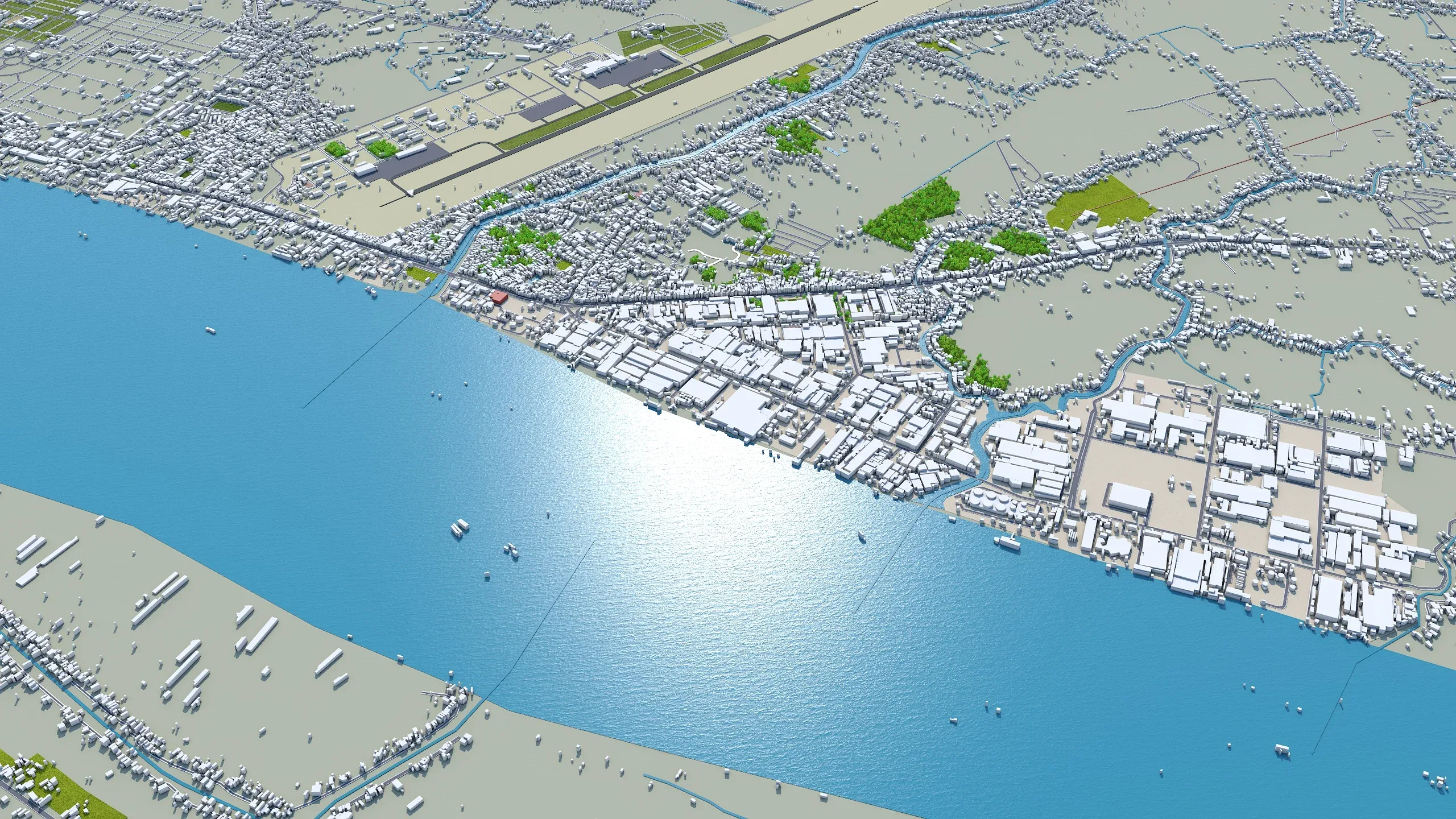 Can Tho city Vietnam 3d model 30km